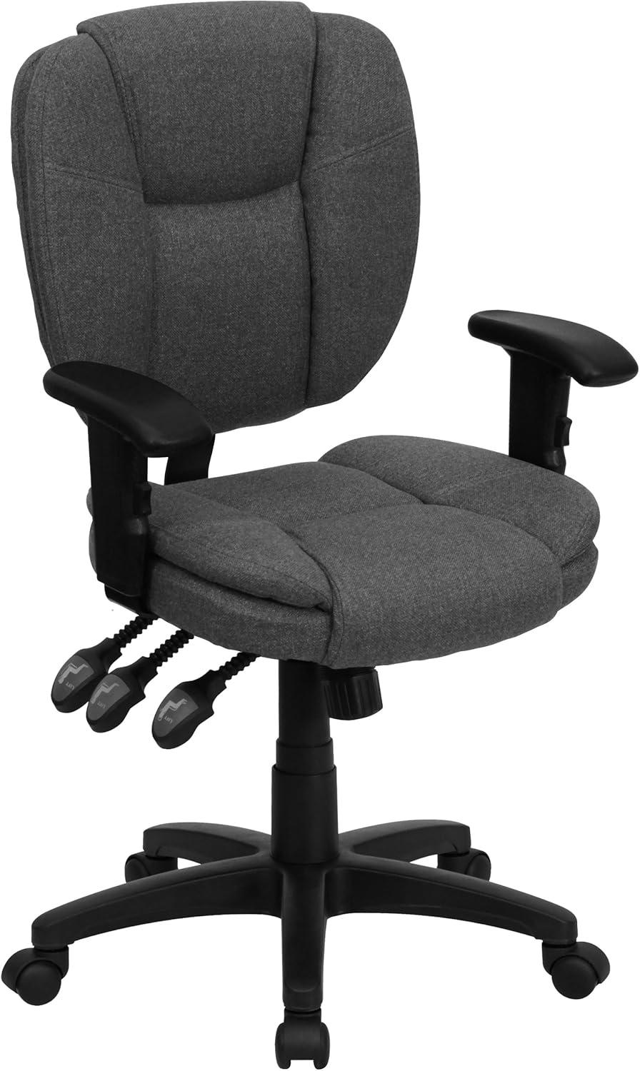 Flash Furniture Mid-Back Multifunction Swivel Ergonomic Task Office Chair with Pillow Top Cushioning and Adjustable Arms