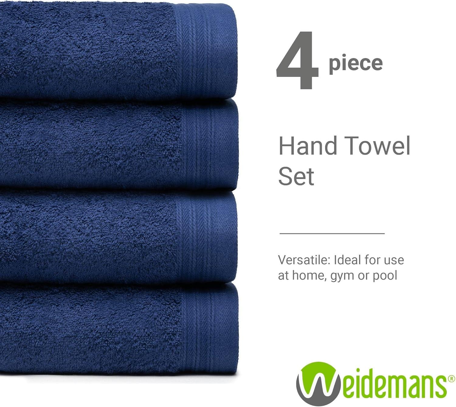 Navy Blue 100% Cotton Hand Towels Set of 4