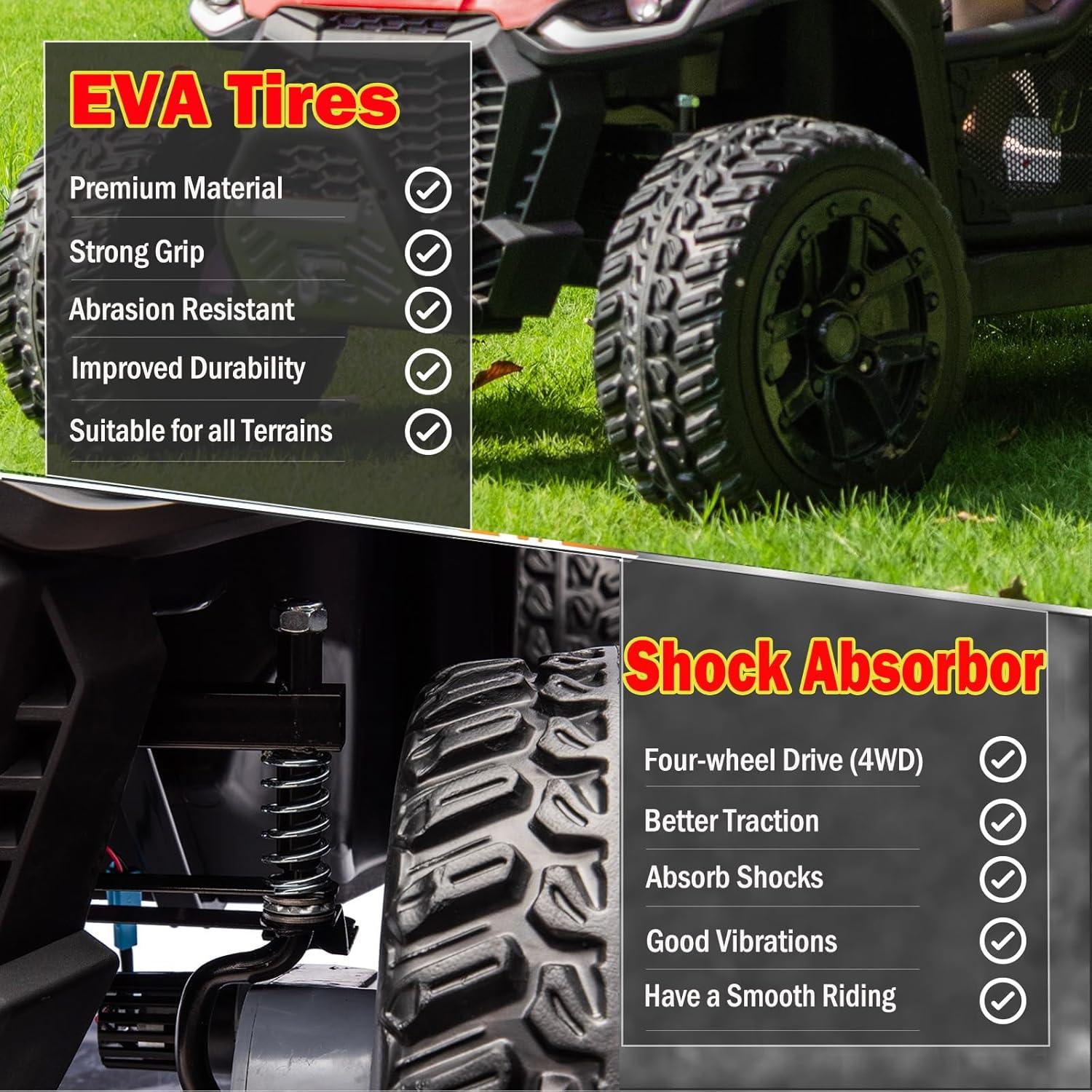 4 Wheels 24V Ride on Dump Truck Toys 2 Seater Kids Ride On UTV Car with Remote Control,Electric Dump Bed