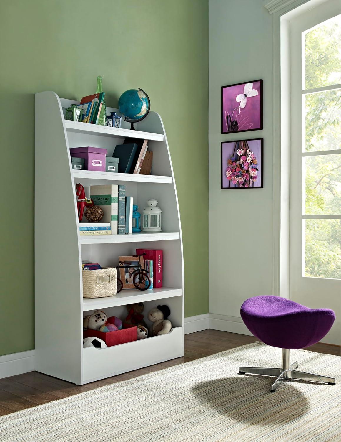 Mia White Composite Kids' 4-Shelf Bookcase