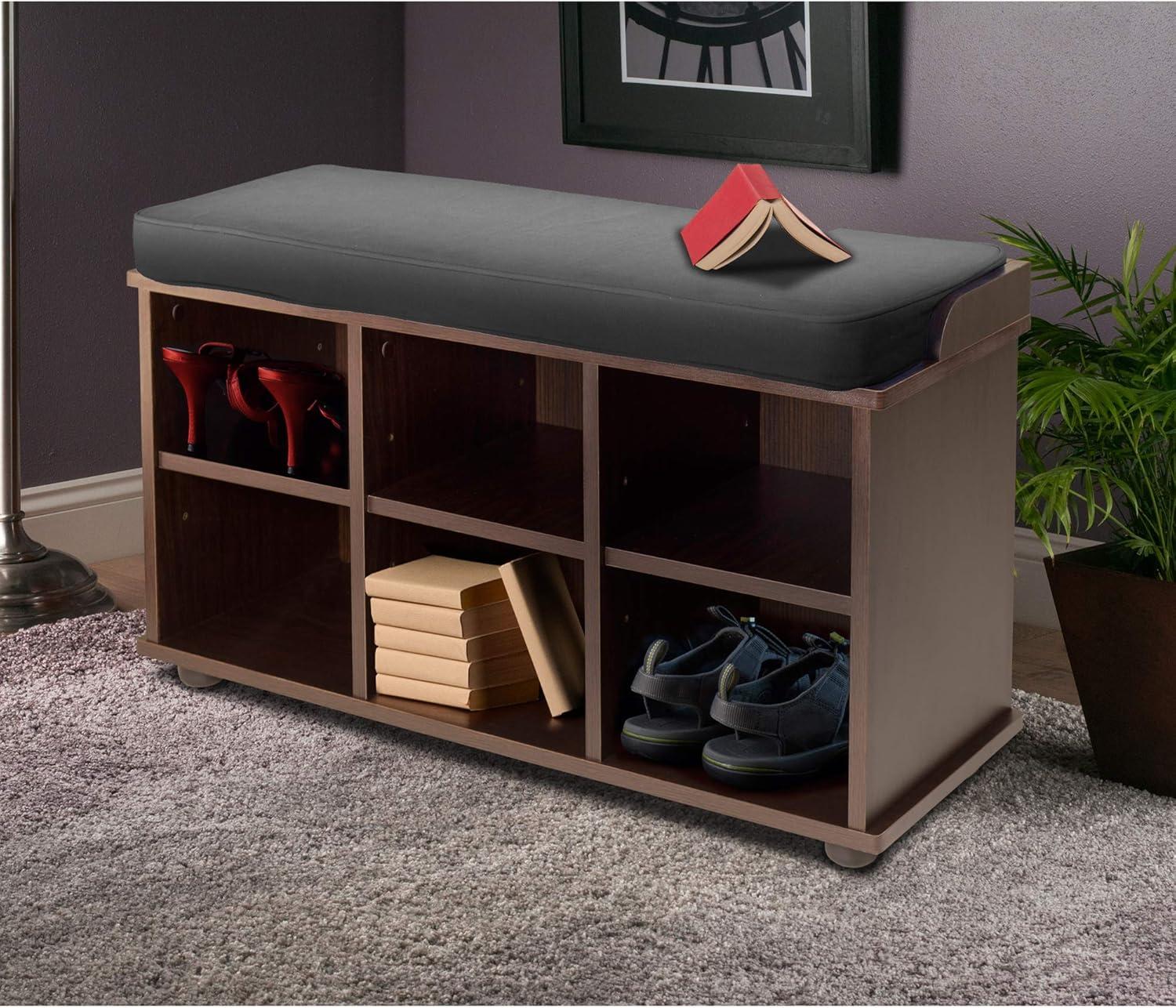 Townsend Entry Bench with Cushion And Storage Espresso - Winsome: Foyer Seating, Mudroom Organizer