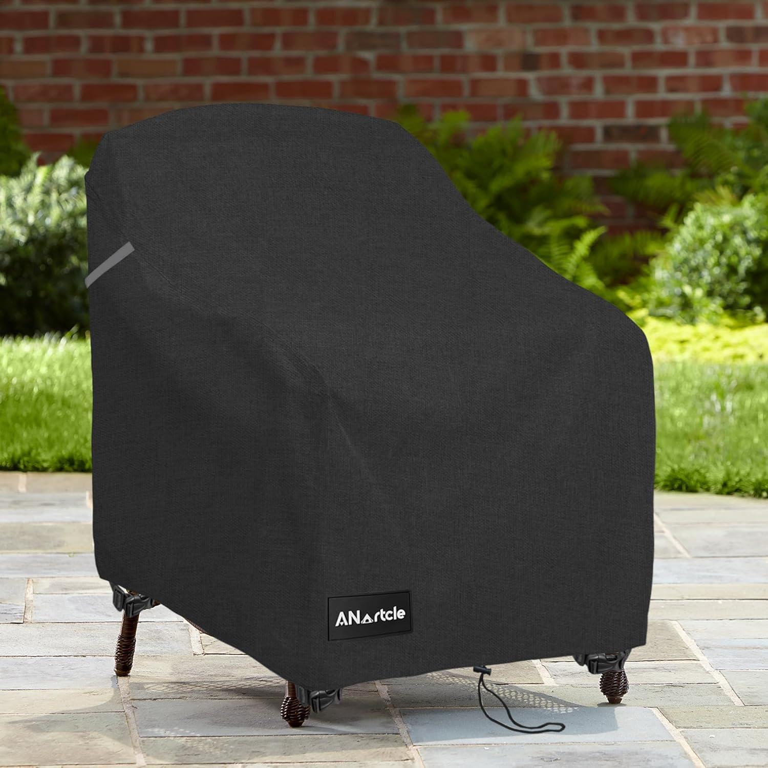 Black Waterproof Outdoor Swivel Lounge Chair Covers, 2 Pack