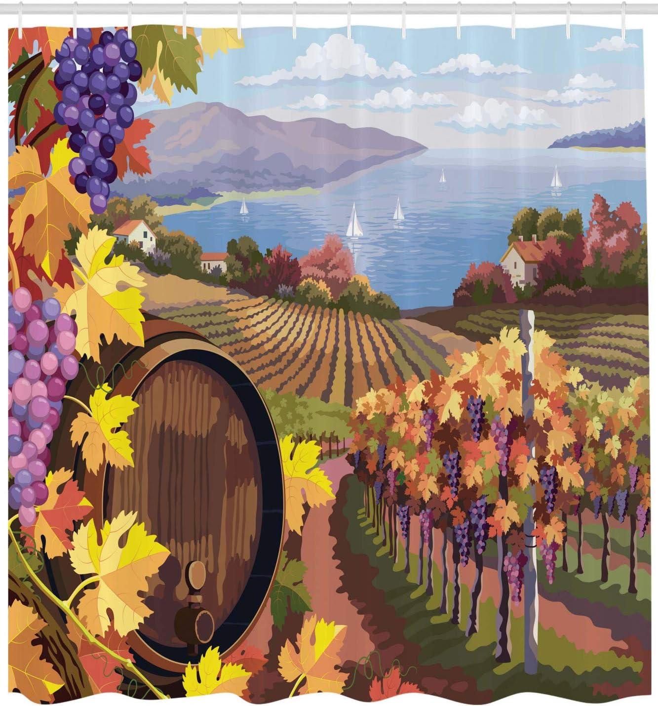 Ambesonne Retro Shower Curtain, Car Wash Sign Commercial, 69"Wx70"L, Red Teal