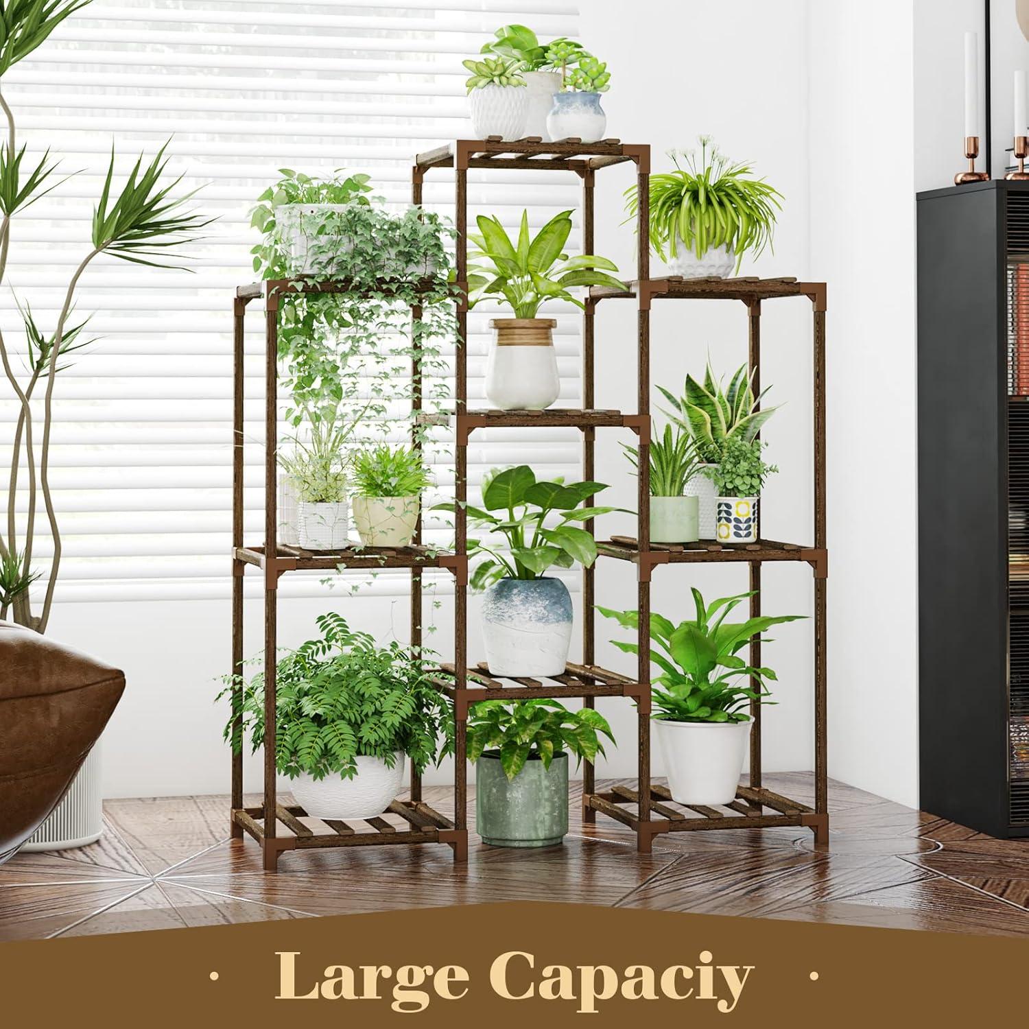 Brown Wooden 4-Tier Indoor/Outdoor Plant Stand