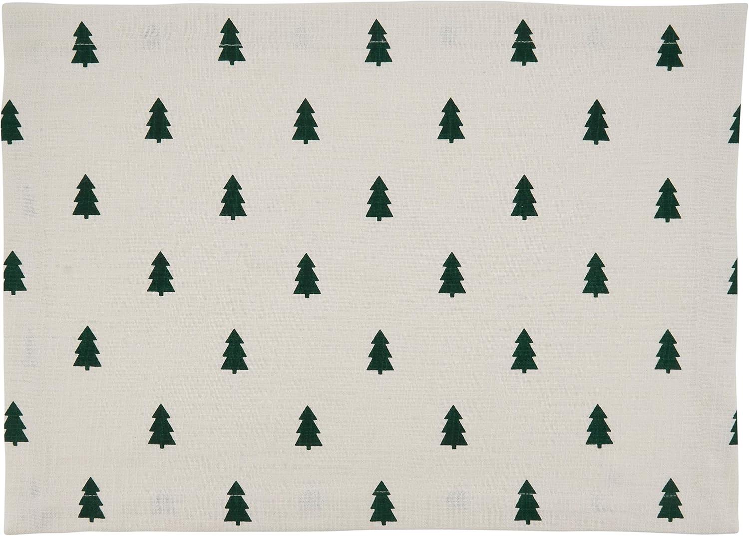 Saro Lifestyle Saro Lifestyle Christmas Tree Design Table Mats (Set of 4), Ivory, 14"x20"