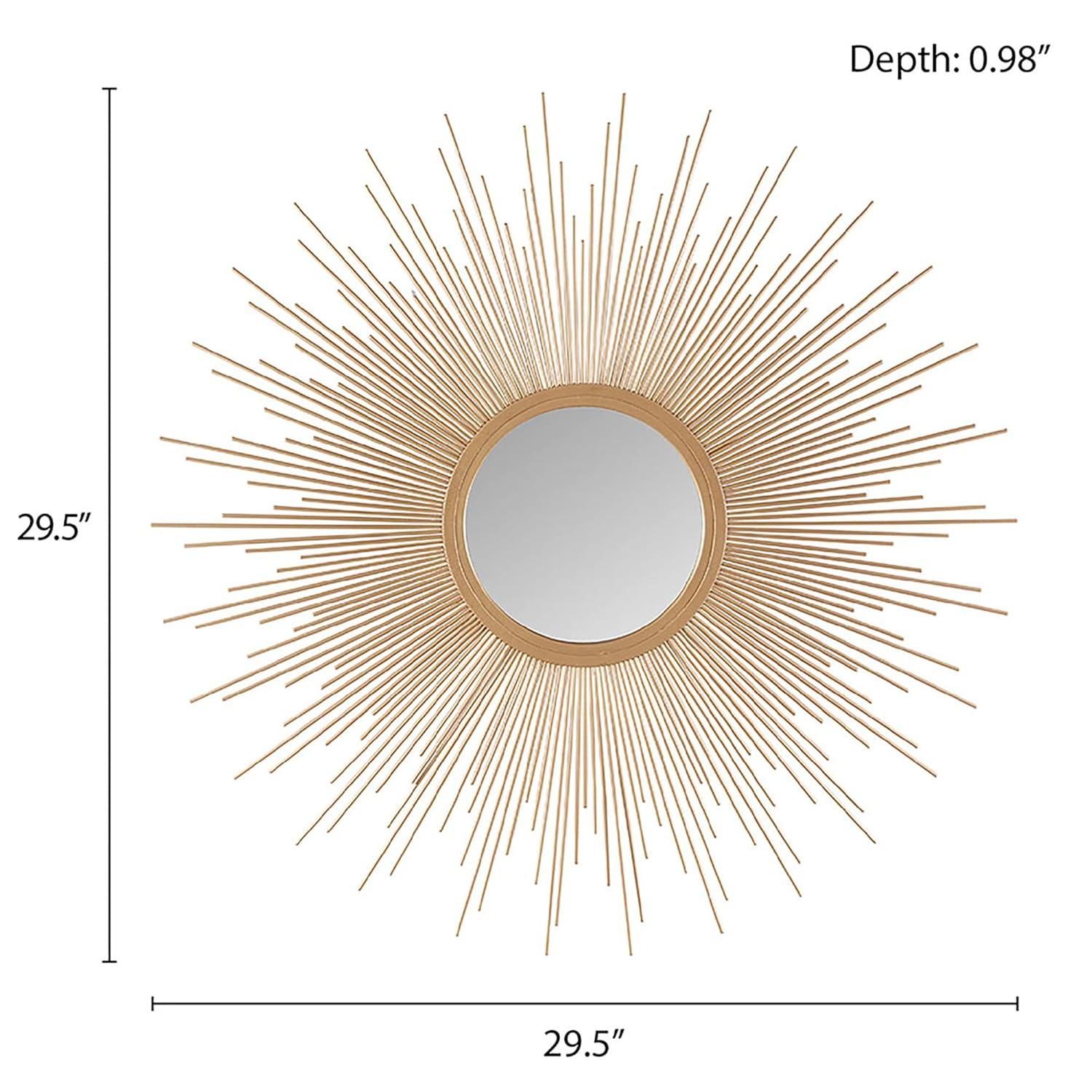 29.5" Round Dia Fiore Sunburst Decorative Wall Mirror Gold - Madison Park