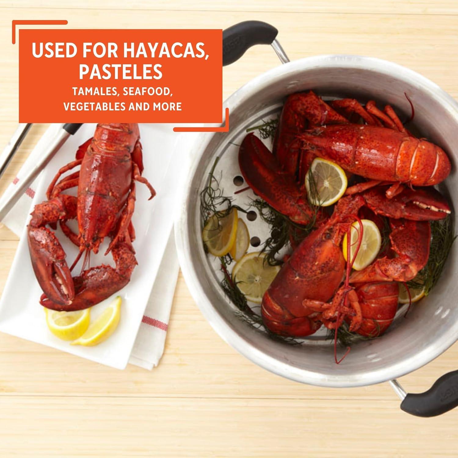 Imusa 10Qt Aluminum Steamer or Stock Pot with Glass Lid & Removable Rack