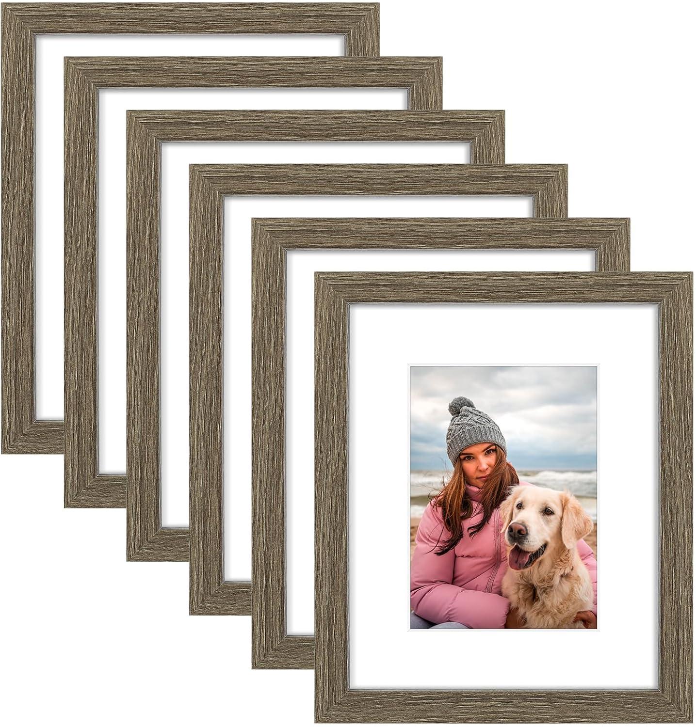 Brown 8x10 Classic Wall Picture Frames Set of 6