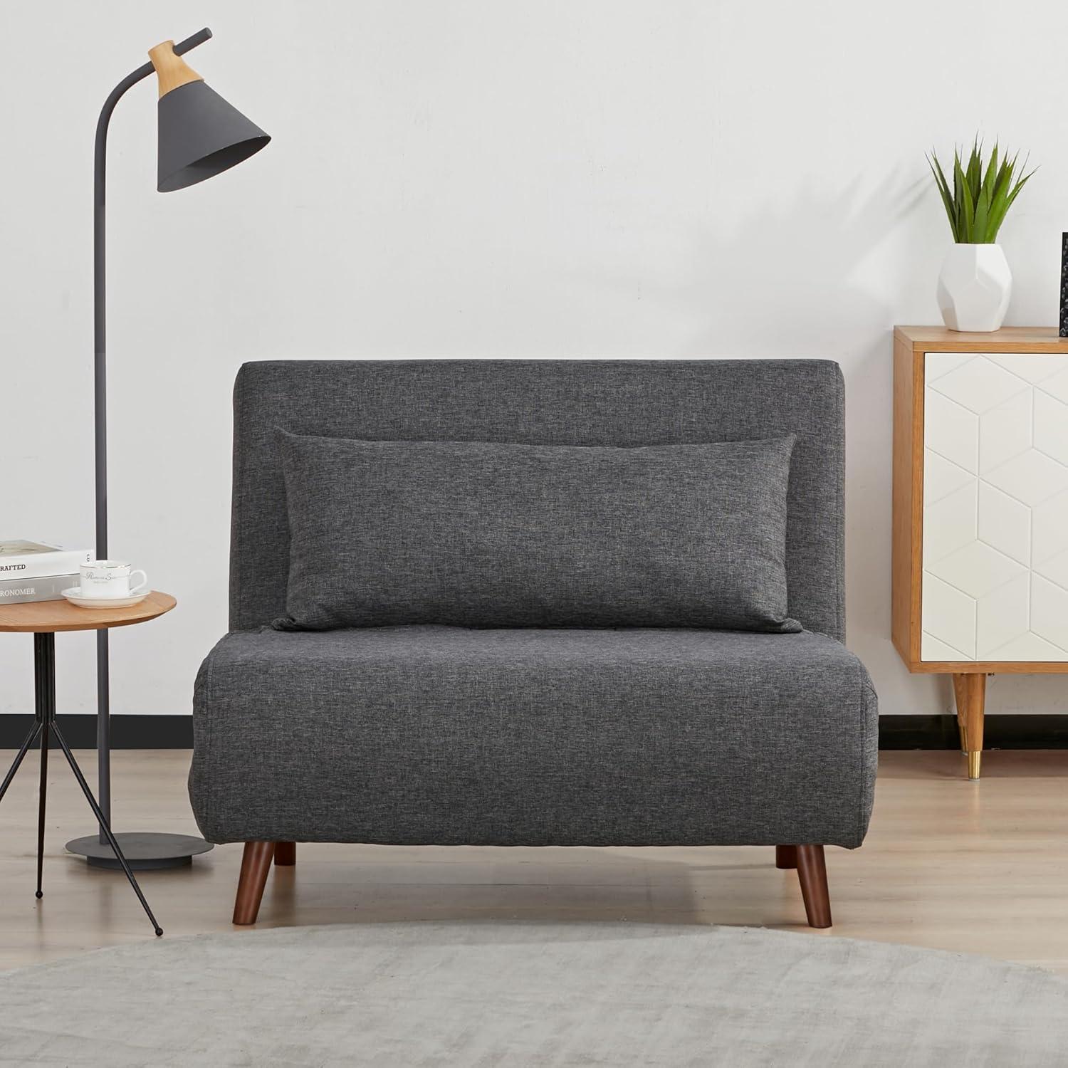 A&D Home Tustin Polyester Convertible Futon Chair, Charcoal