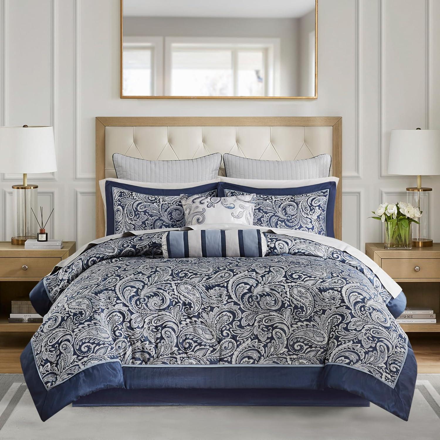 Madison Park Aubrey 12 Piece Comforter Set with Cotton Bed Sheets