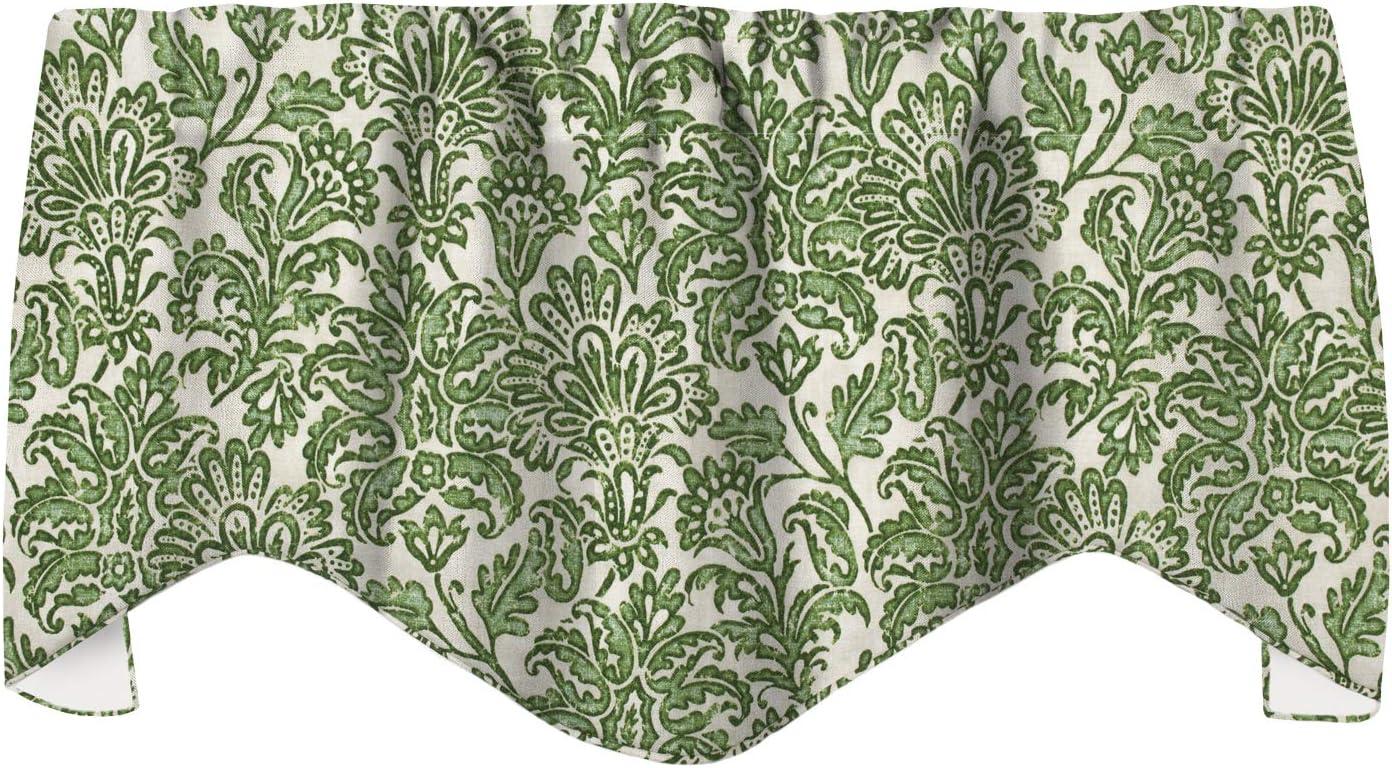 Valances for Kitchen Curtains, Living Room Window Treatments Made in USA with Tommy Bahama Fabric, Swag Green Batik, Rod Pocket 53" x 18"