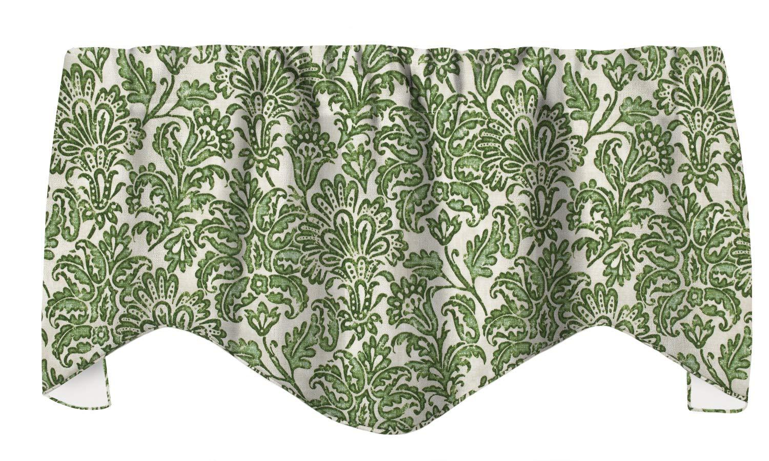 Valances for Kitchen Curtains, Living Room Window Treatments Made in USA with Tommy Bahama Fabric, Swag Green Batik, Rod Pocket 53" x 18"