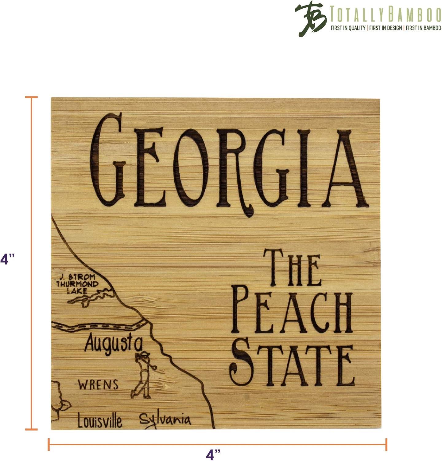 Georgia State Bamboo Puzzle Coaster Set with Case