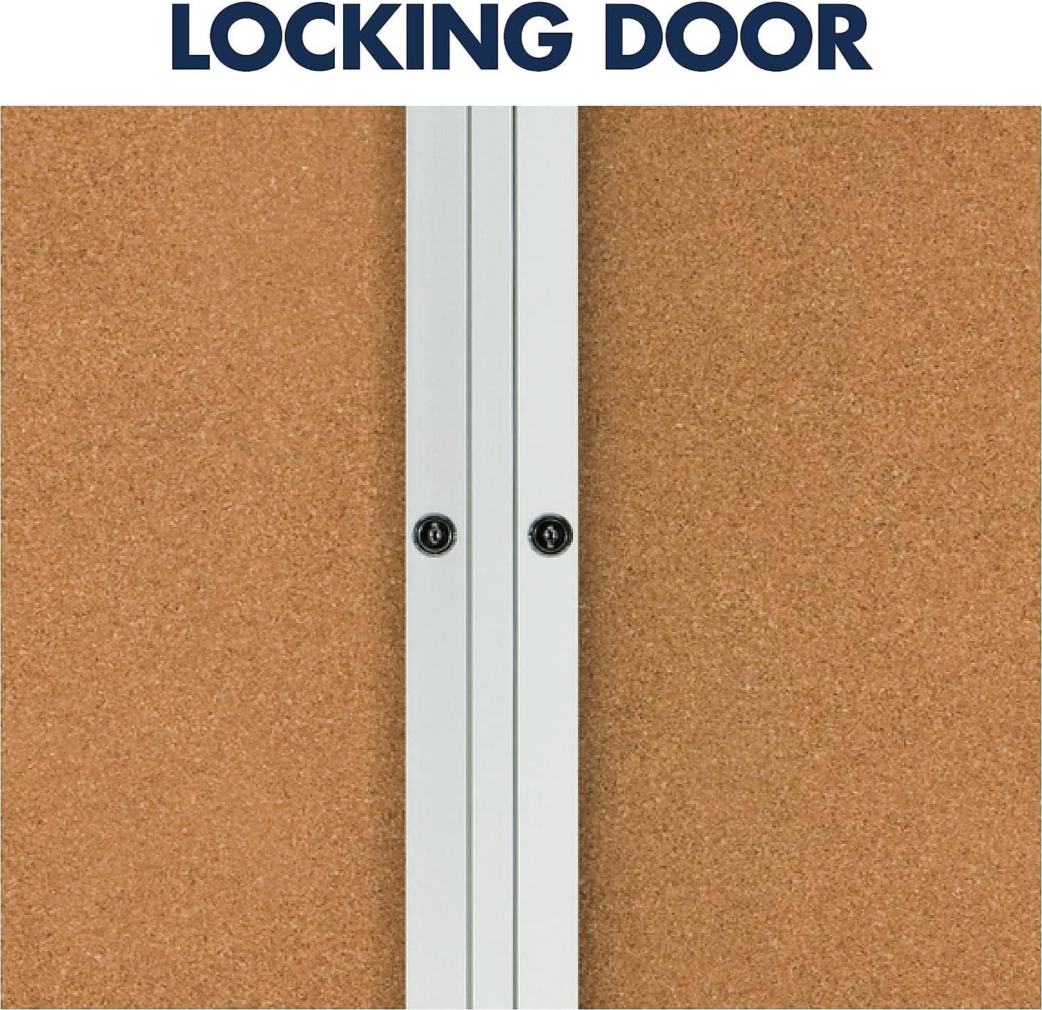 Quartet Enclosed Cork Bulletin Board for Indoor Use, 6' x 4', 3 Door, Aluminum Frame