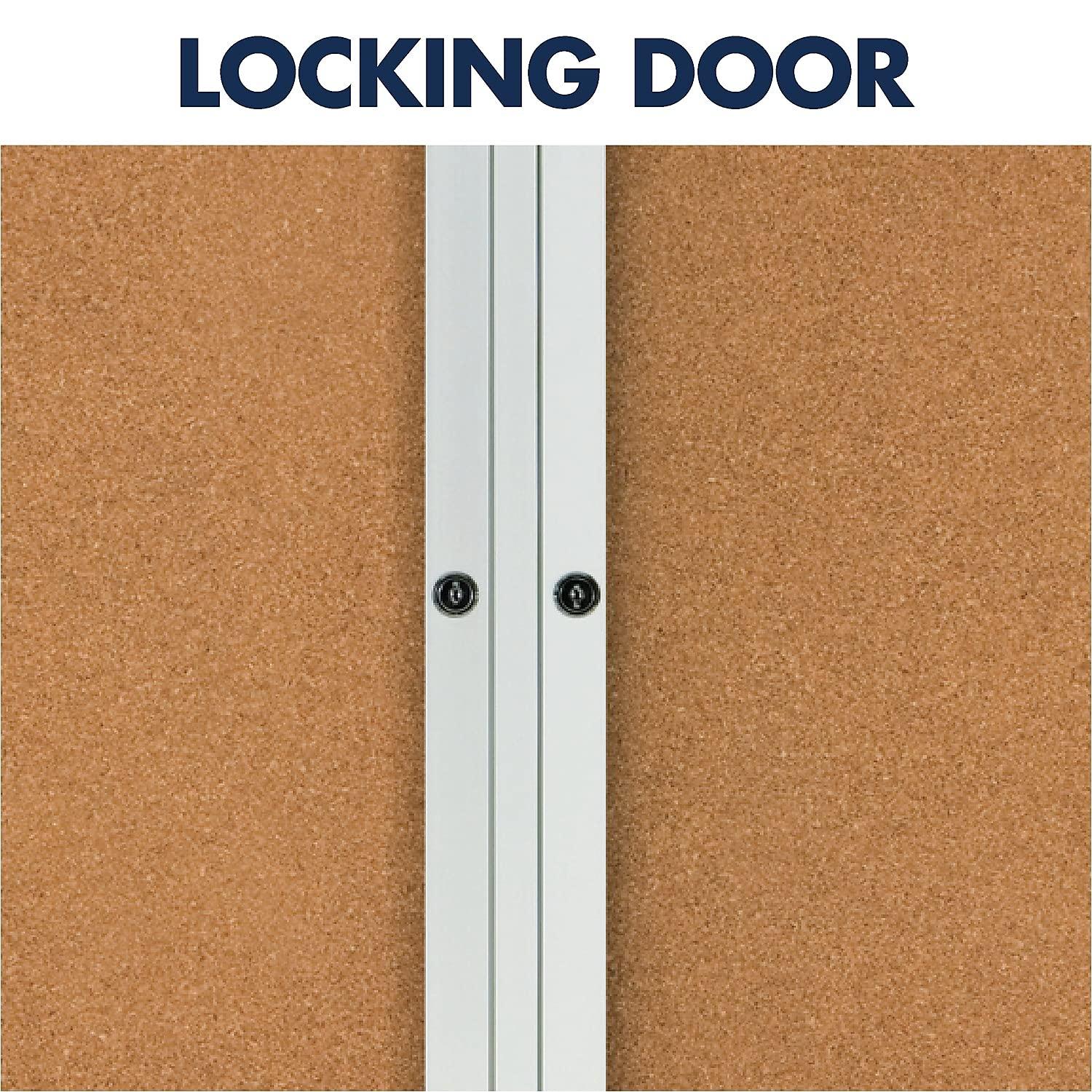 Quartet Enclosed Cork Bulletin Board for Indoor Use, 6' x 4', 3 Door, Aluminum Frame