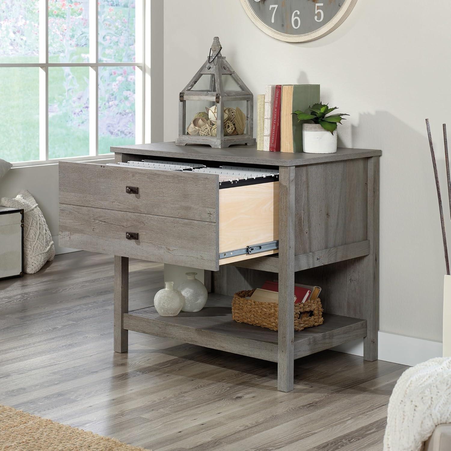 Cottage Road Lateral File Cabinet with Drawer Mystic Oak - Sauder: Home Office Furniture, MDF Construction