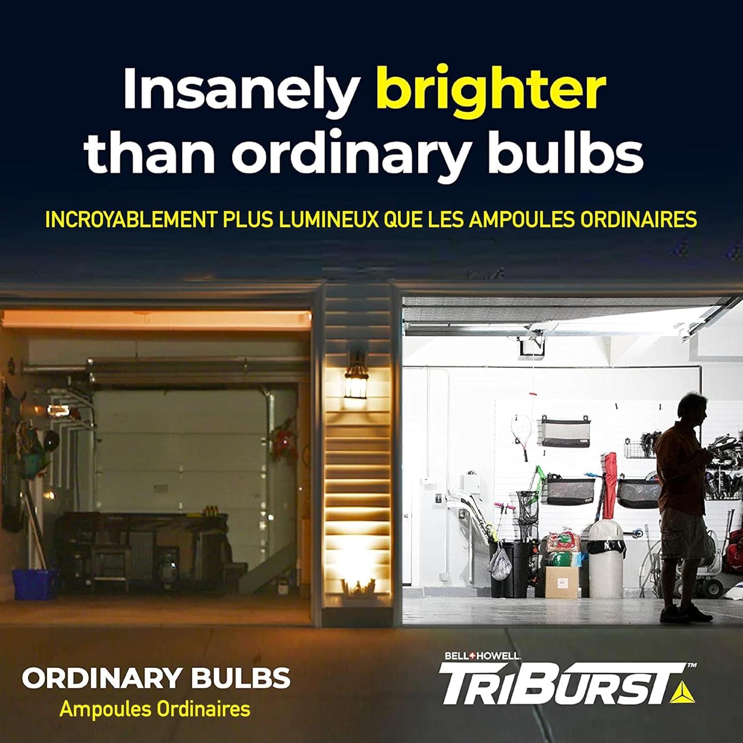 Bell + Howell TriBurst Garage Light 144 LED Bulb 5500 Lumens Ceiling Socket Motion Sensor 4000K 60W