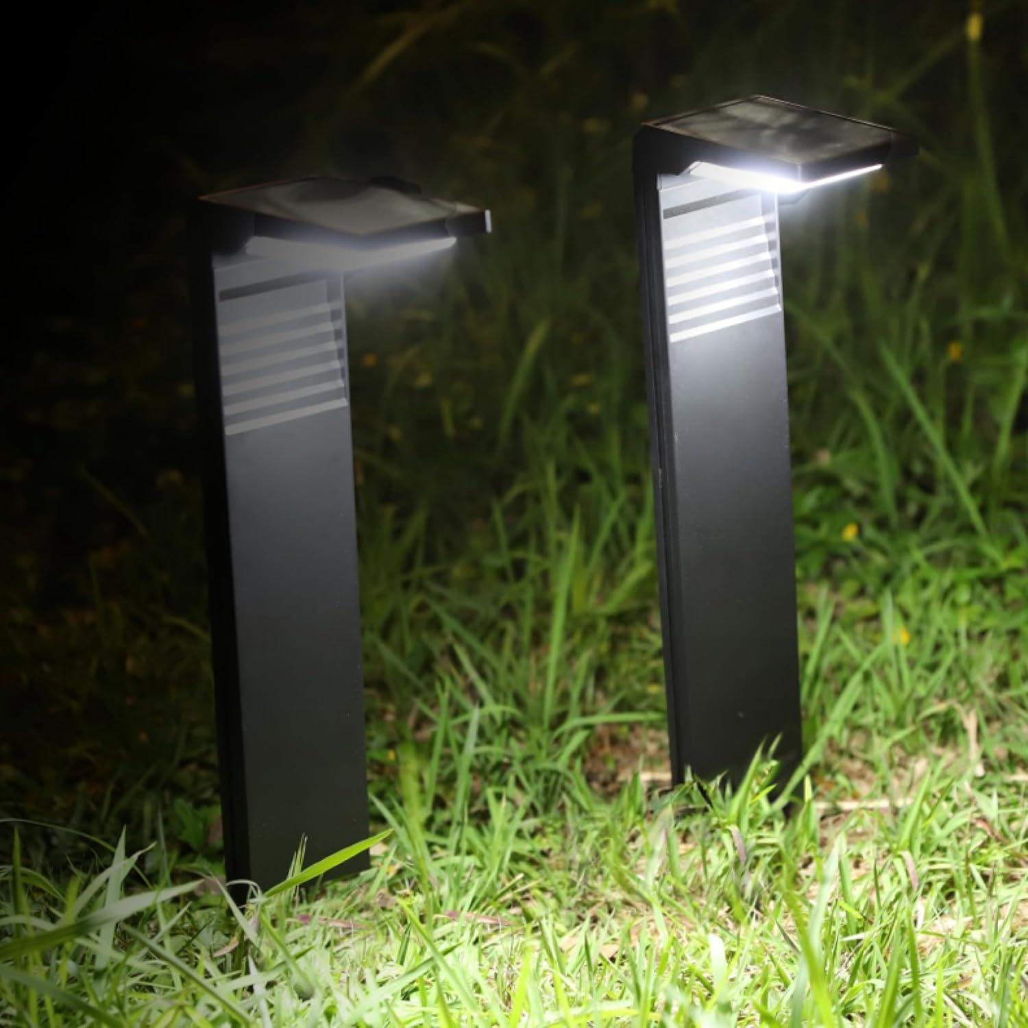 Techko 12.2" Solar Bollard LED Pathway Light (Set of 2)