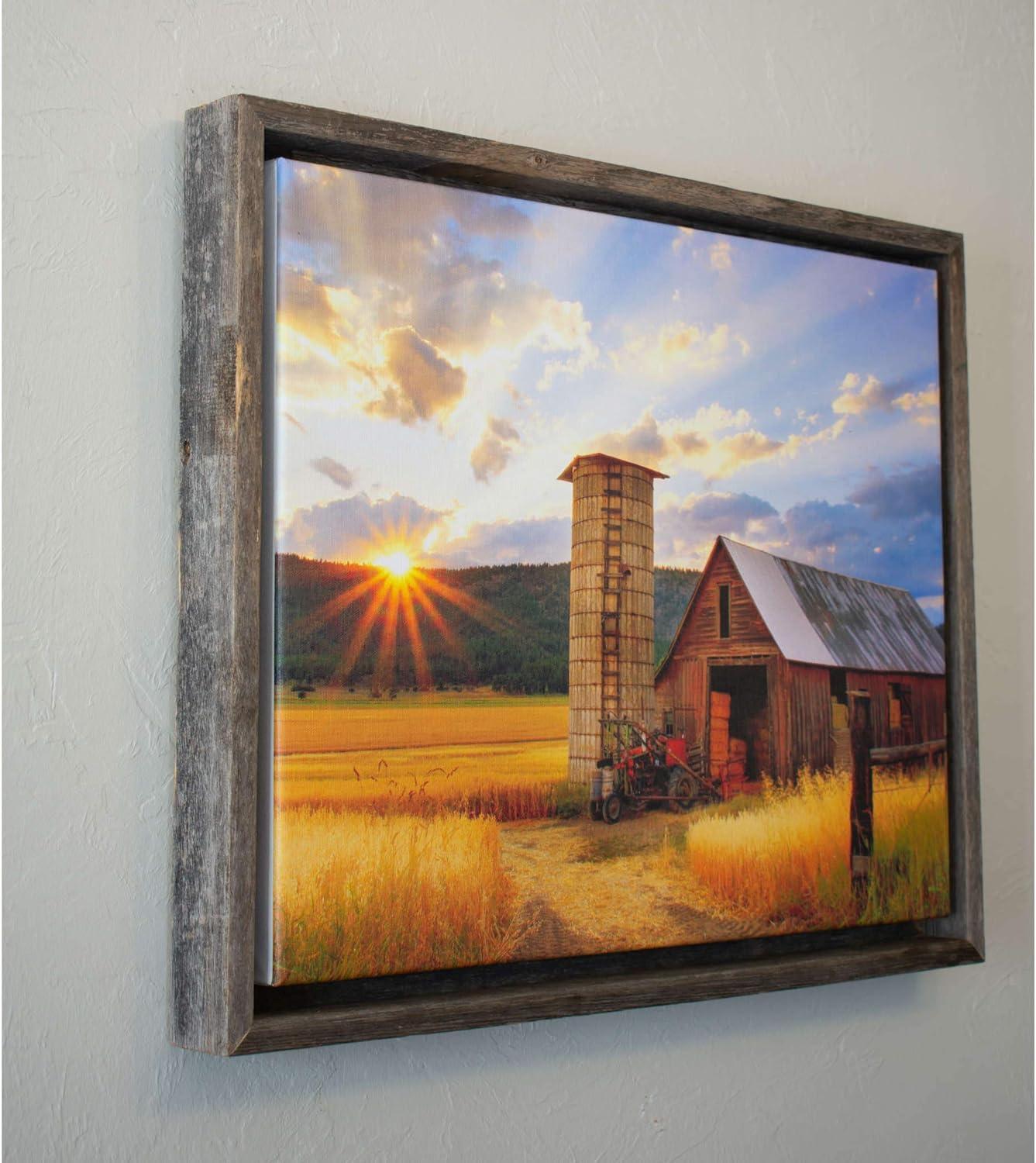 BarnwoodUSA | Rustic Barnwood Canvas Frame | For Oil Paintings & Wall Art | Natural Weathered Gray | 16" x 20"