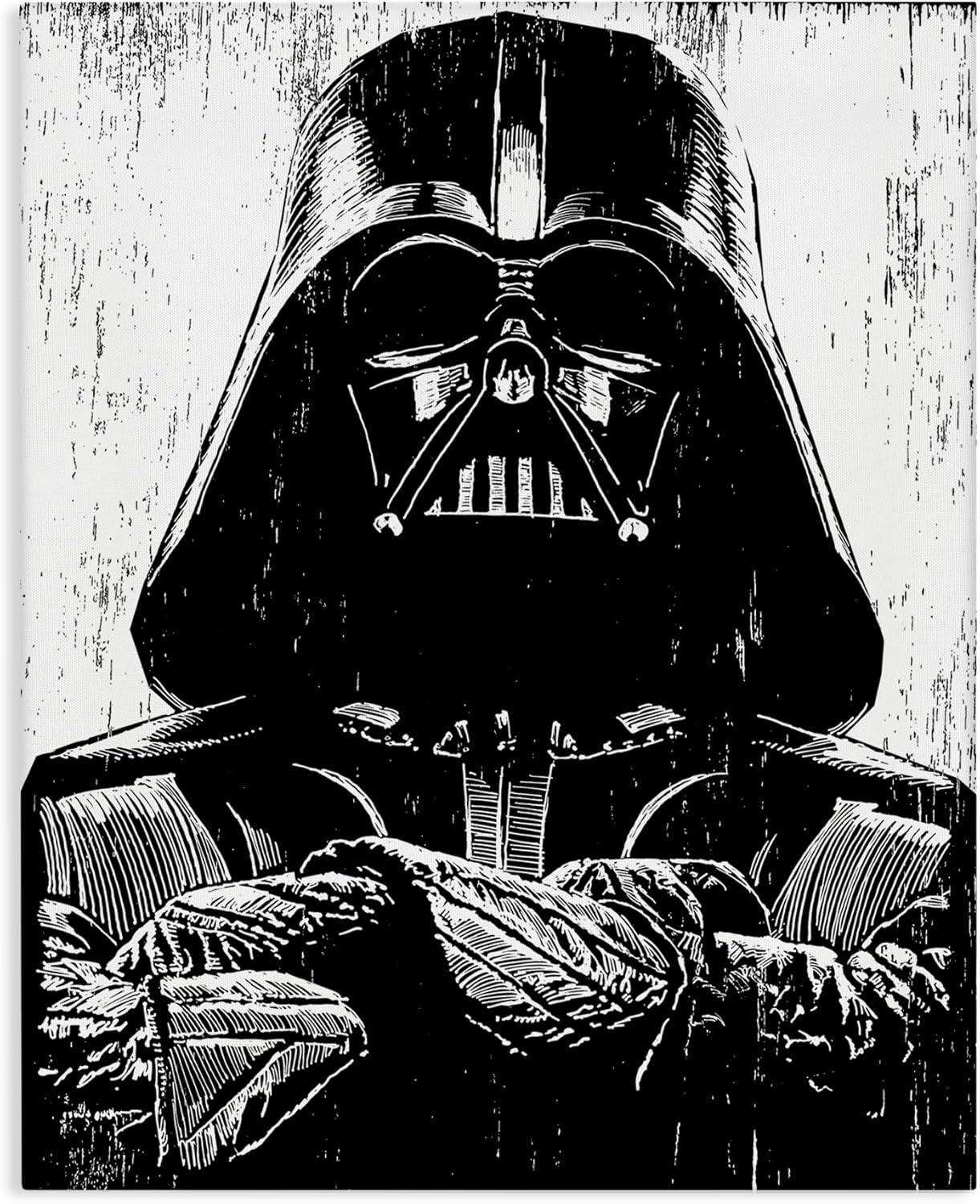 Black and White Darth Vader Abstract Canvas Wall Art