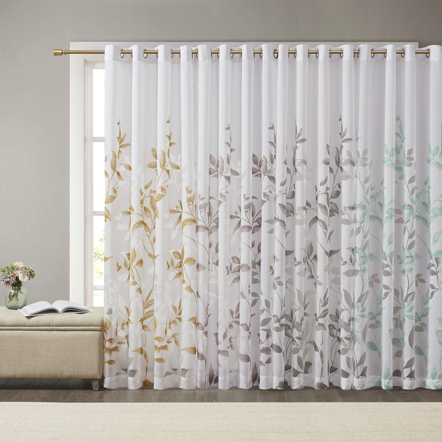 Madison Park Cecily Floral Printed Burnout Sheer Grommet Single Curtain Panel