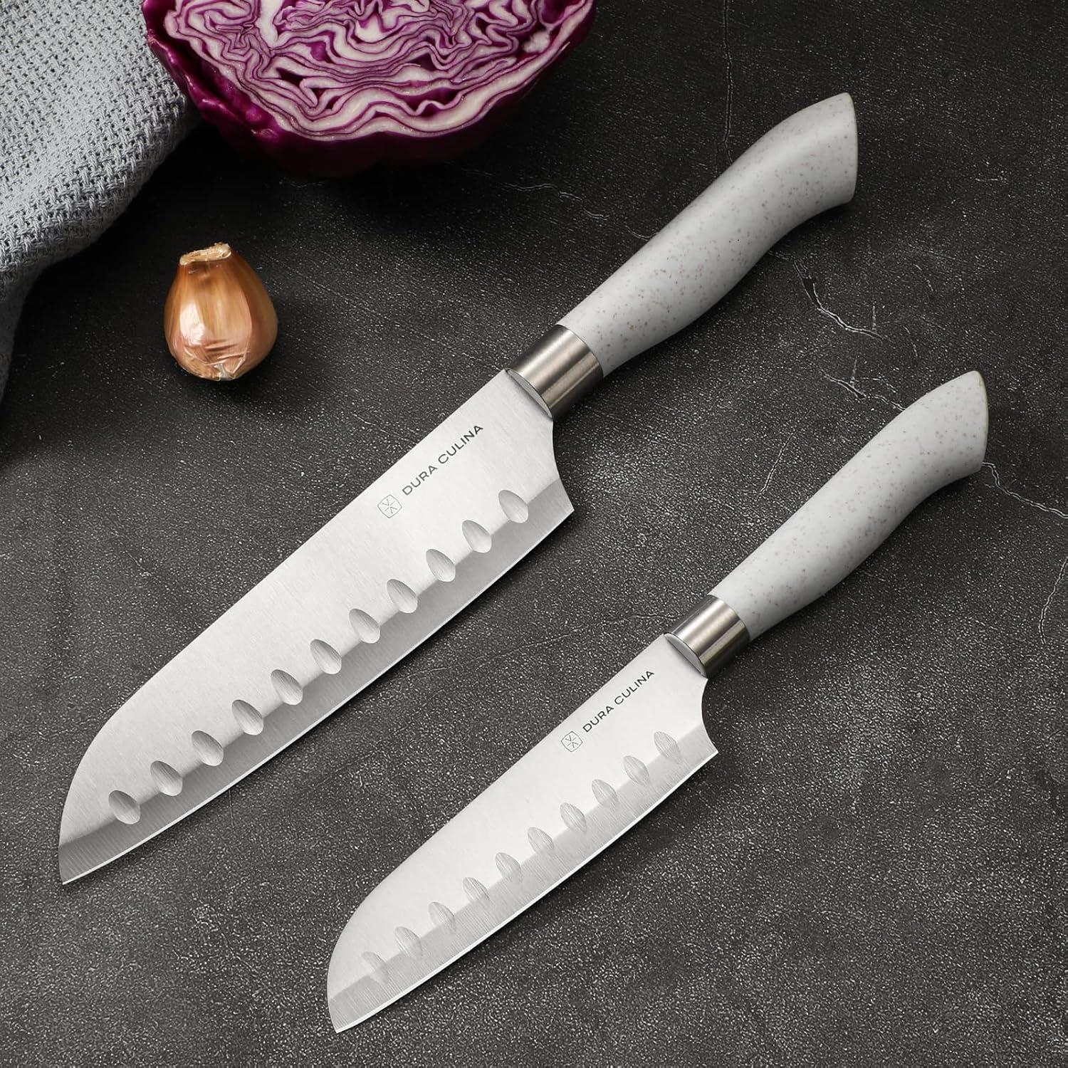 Eco-Friendly Blue High Carbon Stainless Steel Santoku Knife Set