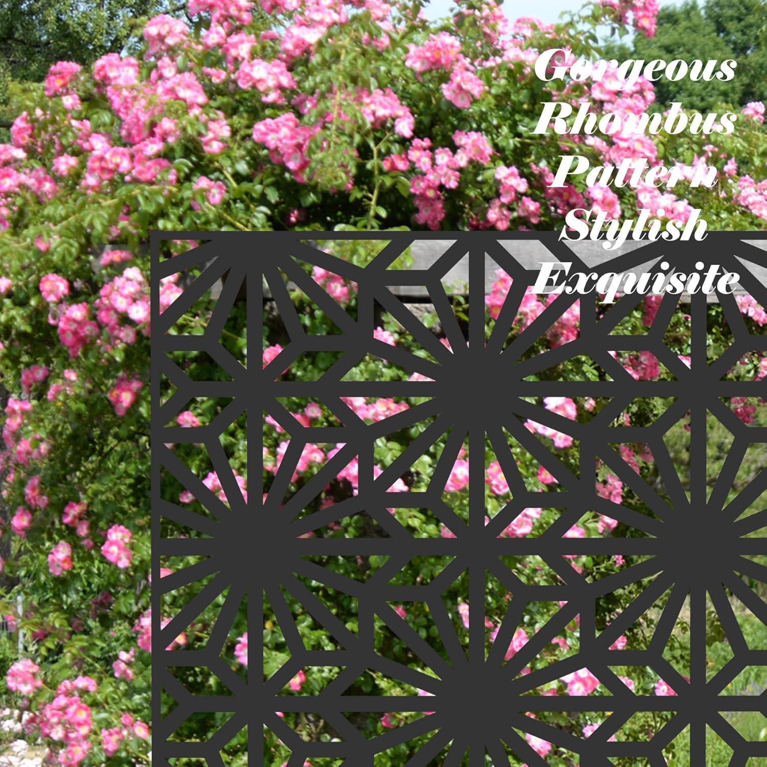 Domi Pantalla de Privacidad de Metal, Paneles de Pantalla de Patio Al Aire Libre, Cercas Decorativas, Espacio Interior, Soporte Divisor, Pantalla de Privacidad Independiente para Patio, Jardín, Balcón, Negro (Girasol)