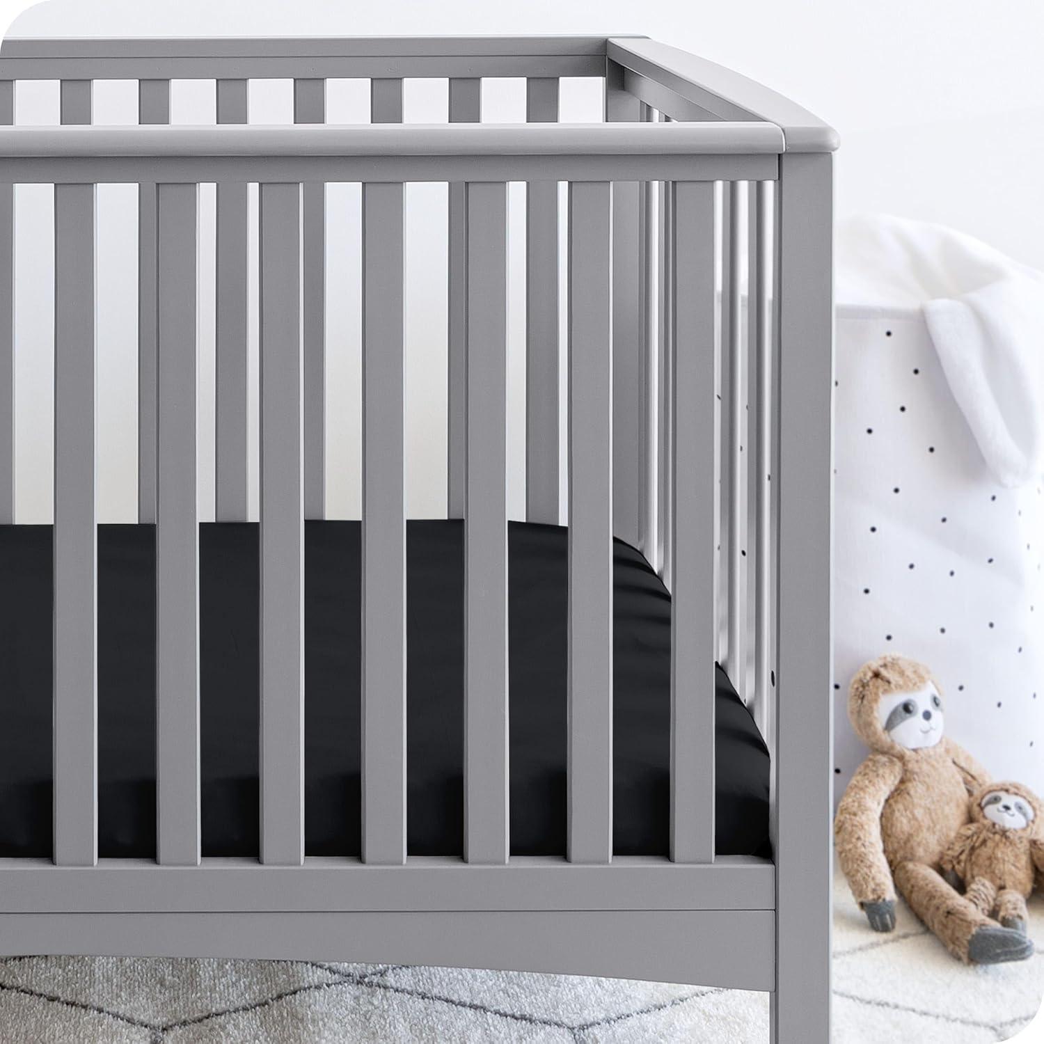 Fitted Crib Microfiber Sheet Morning Sun/White 2pk by Bare Home