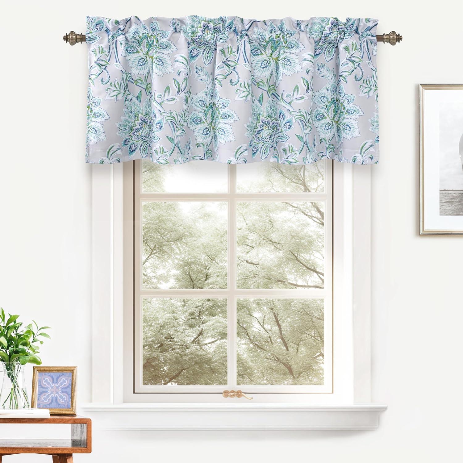 Alyssa Gray Floral Thermal Insulated Rod Pocket Valance Set