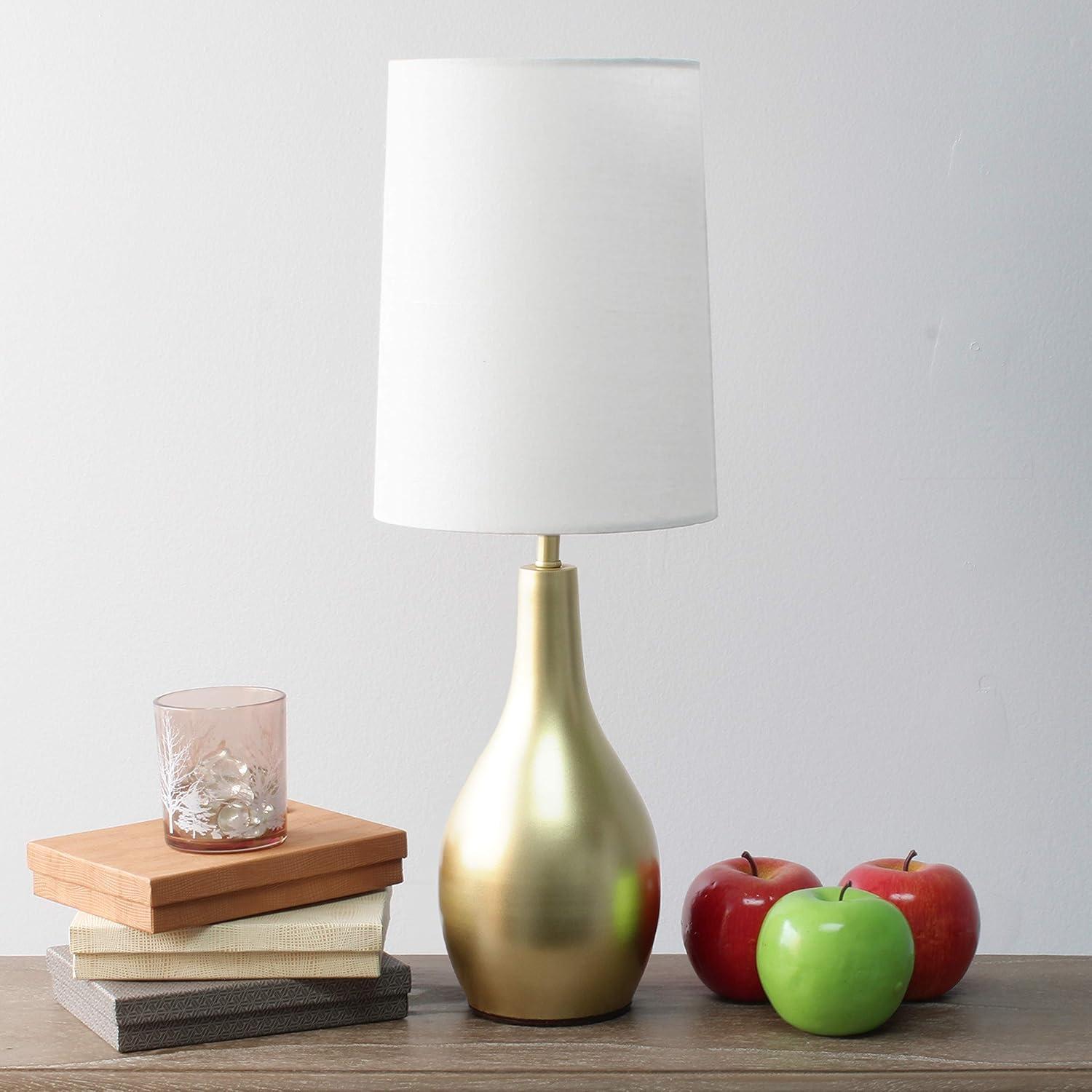 1 Light Tear Drop Table Lamp Gold - Simple Designs: Bedside, No Assembly Required, UL Listed, Cotton Shade