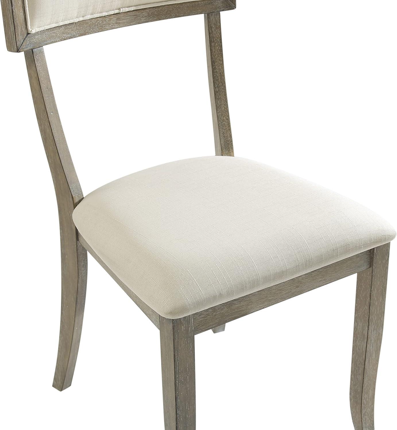 Alessia Rustic Graywash Upholstered Linen Arm Chair