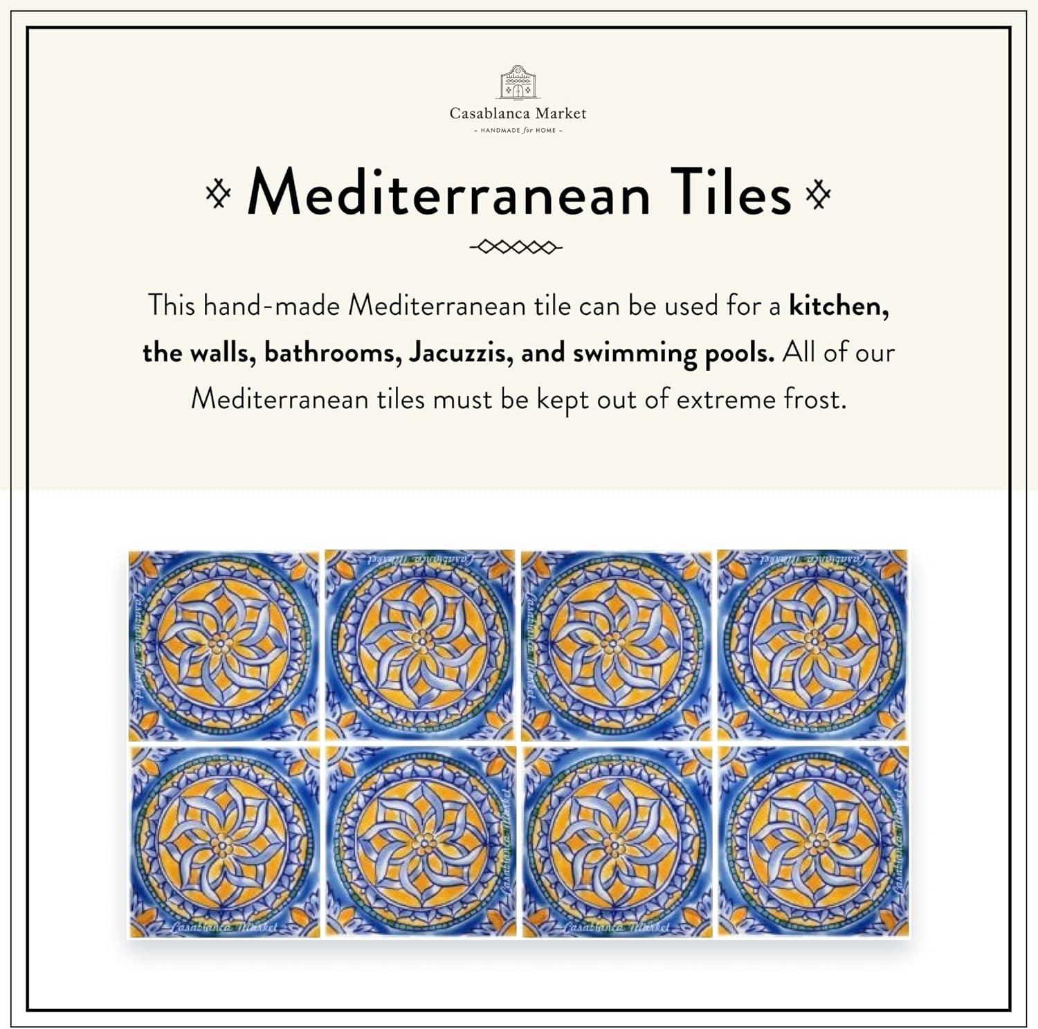 Casablanca Market Mediterranean 4" x 4" Ceramic Palma Decorative Tile in Green & Reviews | Wayfair