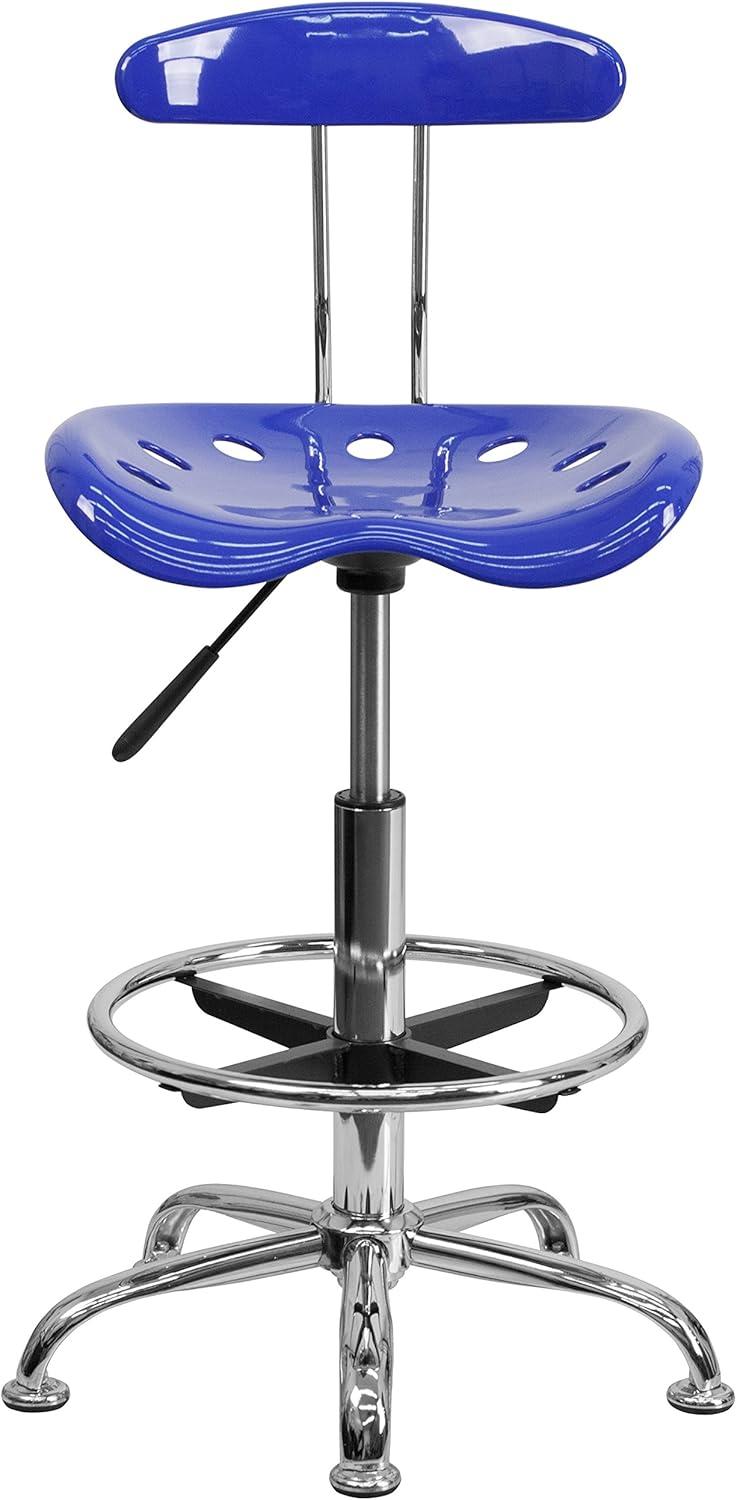 Monroe Vibrant Chrome Drafting Stool with Tractor Seat