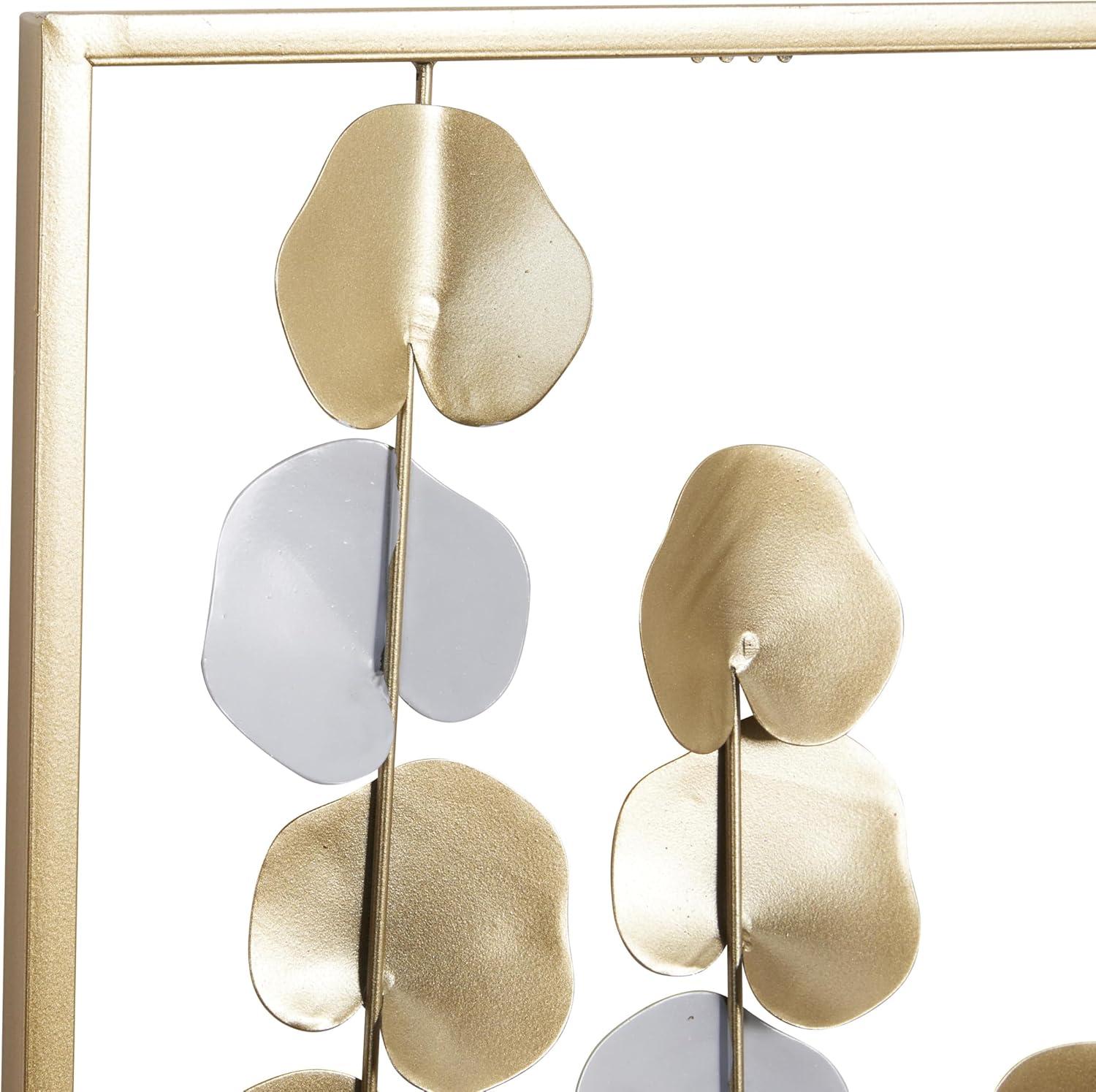 2pc Modern Leaf Ornamental Wall Decor Gold - Olivia & May: Iron Botanical Art, Vertical Display