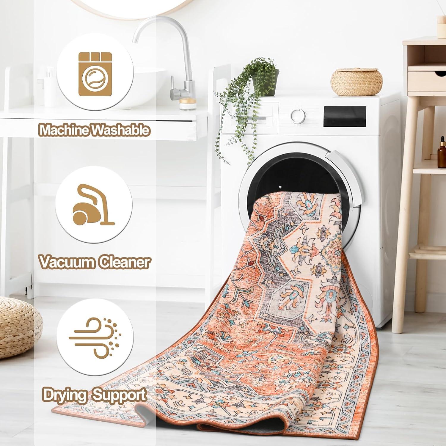 Nuloom Zara Medallion 4x6 Indoor Area Rug for Living Room Bedroom Dining Room Kitchen, Rust/Blue