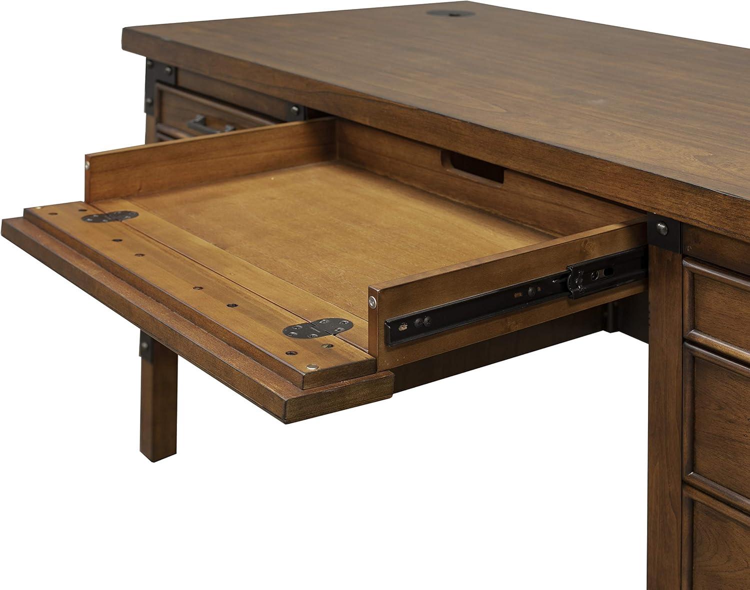 Martin Furniture Addison Half Pedestal Desk Auburn : Sturdy Office Furniture with File Storage, No Assembly Required
