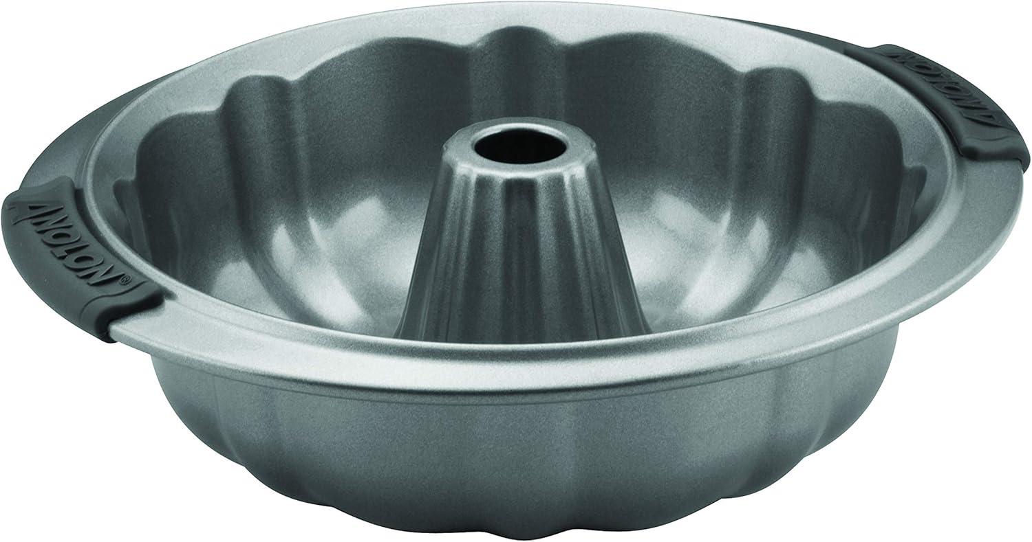 Anolon Advanced Bakeware 9.5" Nonstick Fluted Mold Pan with Silicone Grips Gray