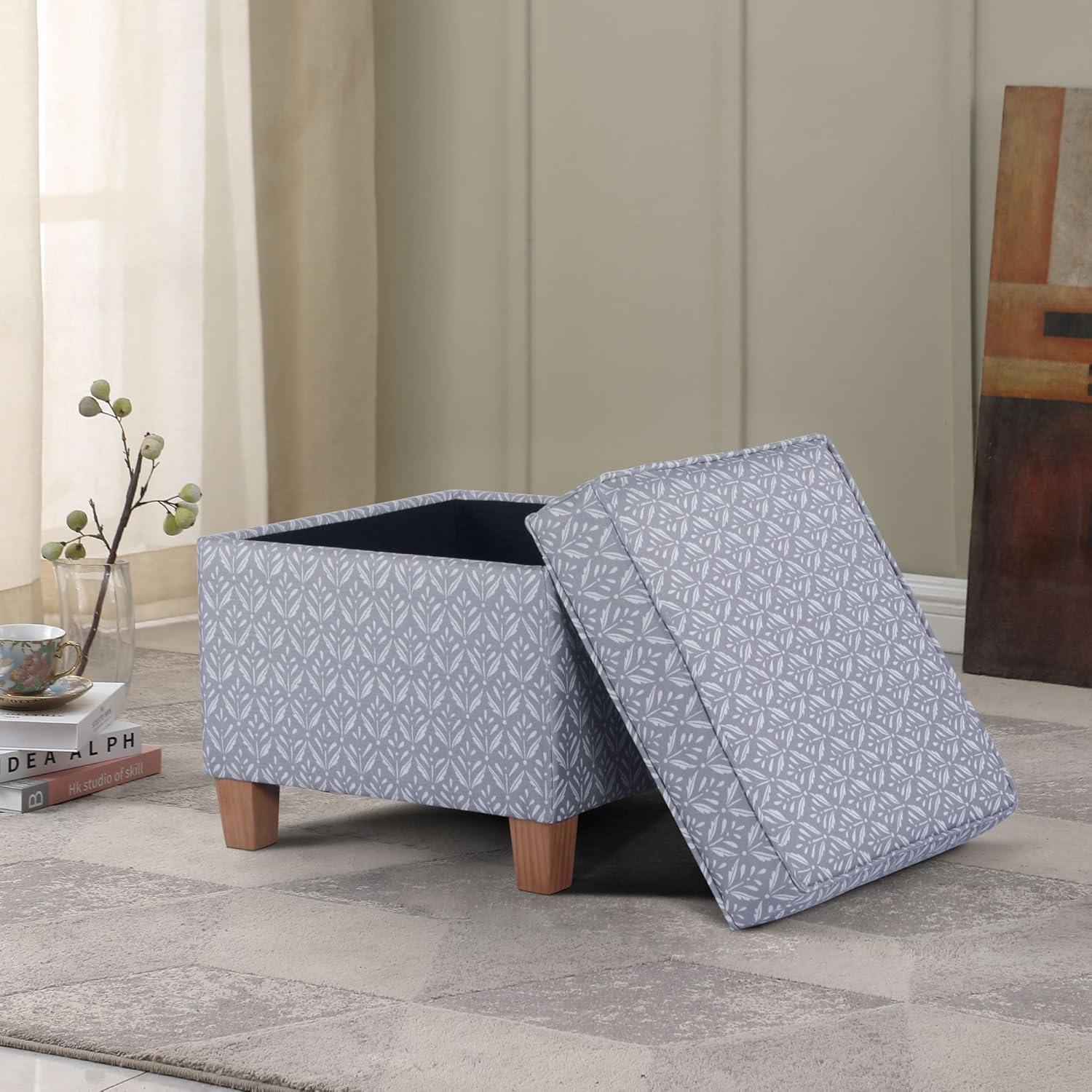 Cole Classics Square Storage Ottoman with Lift Off Top - HomePop