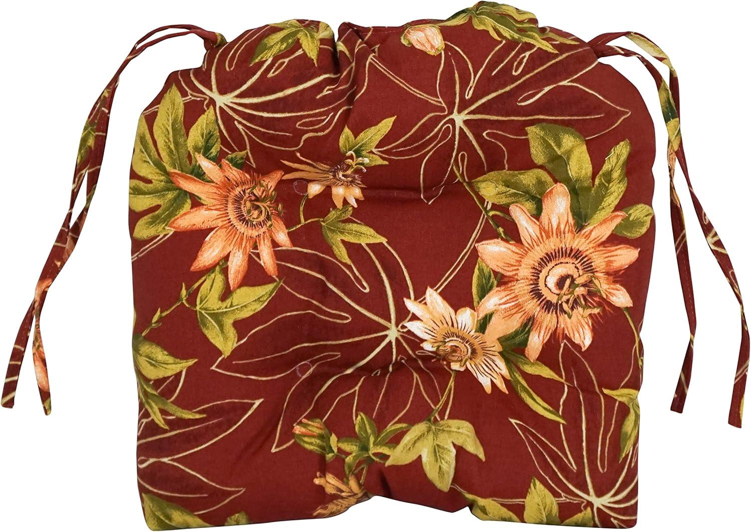 Passion Ruby Floral Tufted Outdoor Chair Cushions, Set of 6
