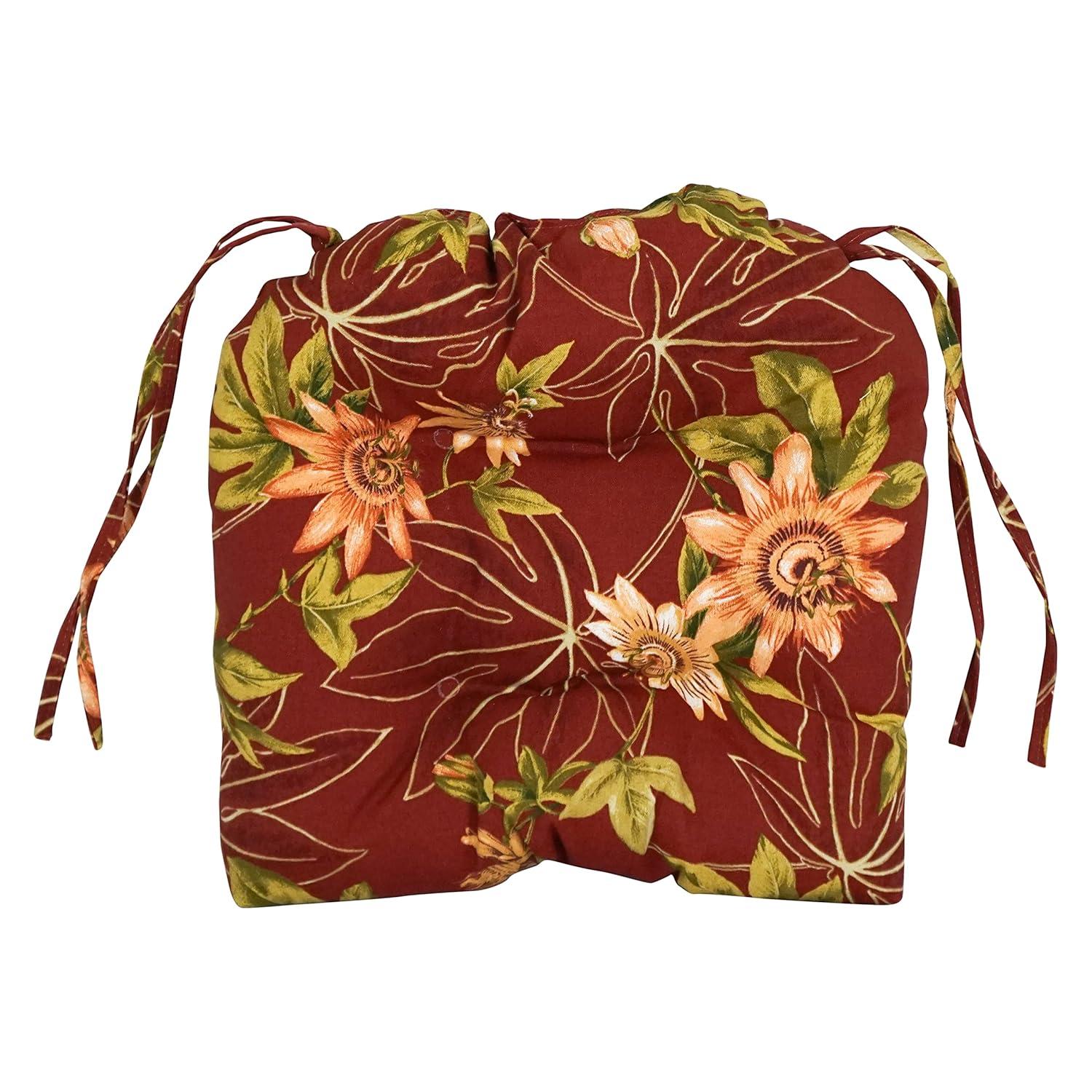 Passion Ruby Floral Tufted Outdoor Chair Cushions, Set of 6
