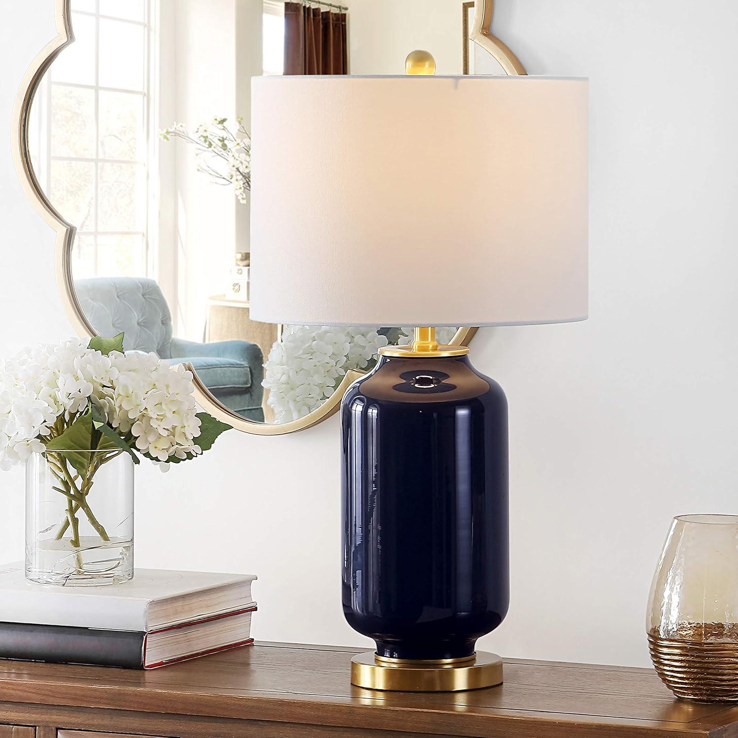 Amaia Navy Glass 26-inch Gold-Finished Contemporary Table Lamp