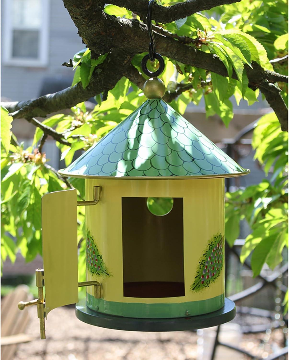 12" Iron Hand Painted Bastion Cottage Birdhouse - ACHLA Designs: Weather-Resistant Metal, No Assembly Required