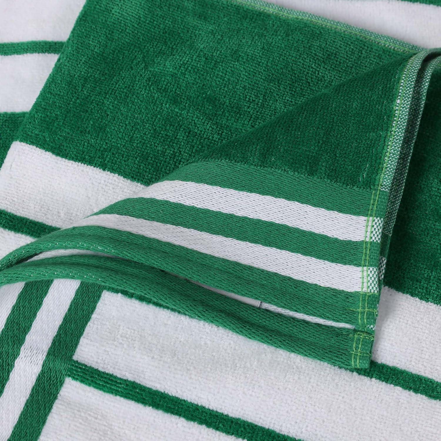 Superior Cotton Striped Oversized Beach Towel, 34" x 64", Dark Green