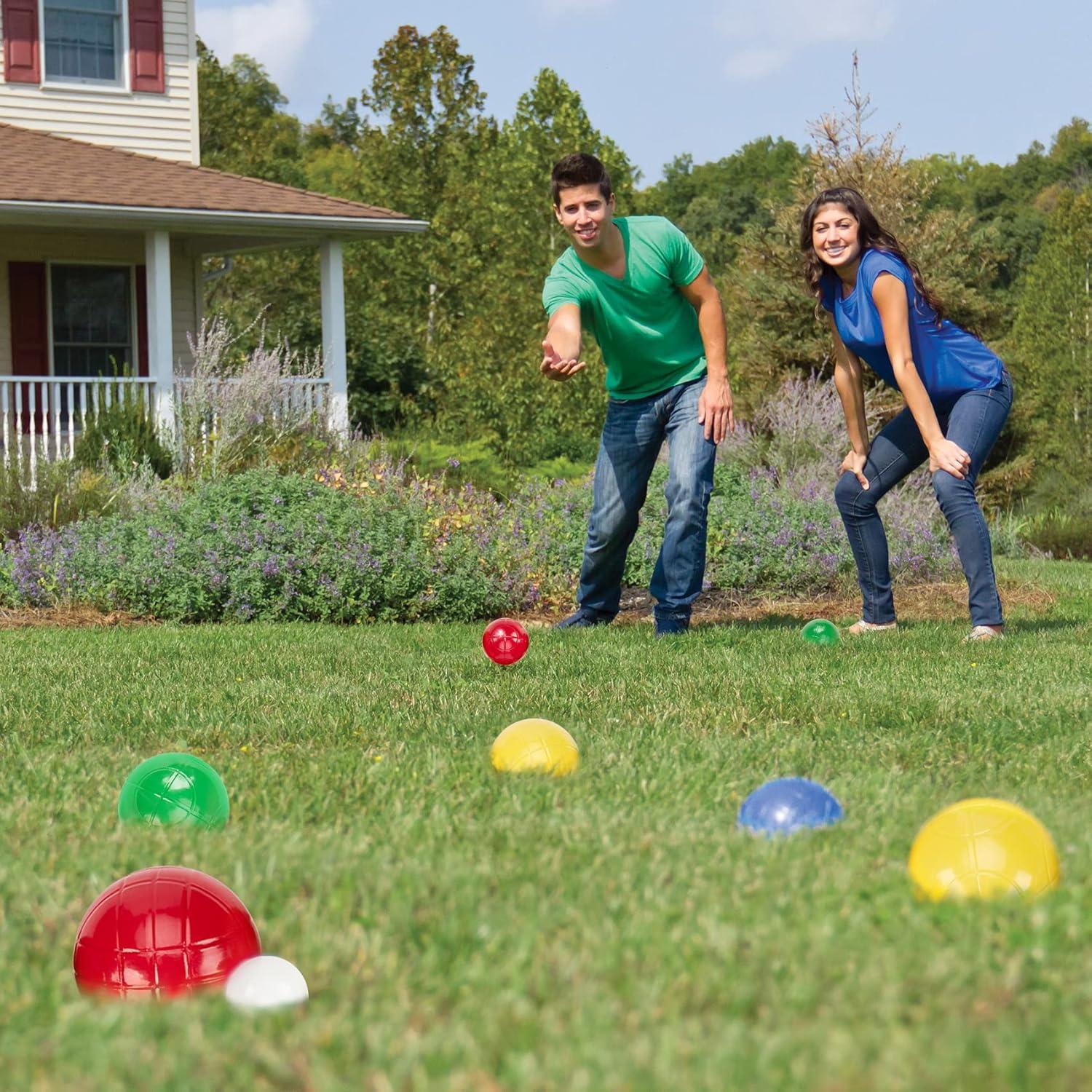ropoda 90mm Bocce Ball Set, Lighter Bocce Ball for Beginners with 8 Balls, Pallino, Case and Measuring Rope for Backyard/Beach/Lawn, Composite Plastic for Kids Teens Beginners