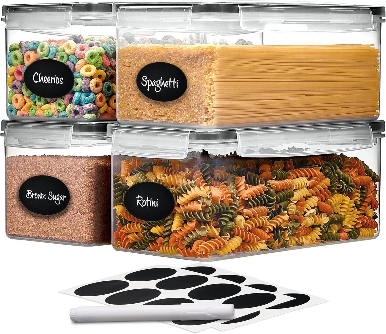 Airtight Food Storage BPA Free Containers Set with Labels & Marker (Set of 4)