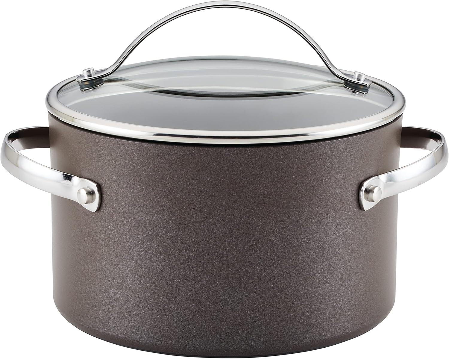 Ayesha Curry Ayesha Curry Professional Hard Anodized Collection Nonstick Stockpot Saucepot with Lid, Charcoal