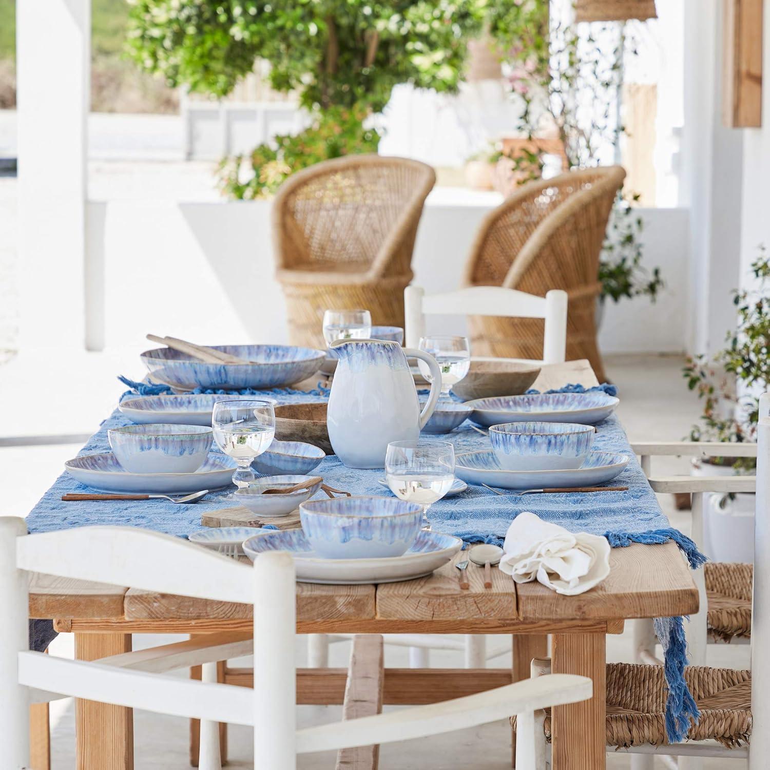 Costa Nova Ceramic Stoneware Soup & Pasta Bowl - Brisa Collection, Ria Blue | Microwave & Dishwasher Safe Dinnerware | Food Safe Glazing | Restaurant Quality Tableware