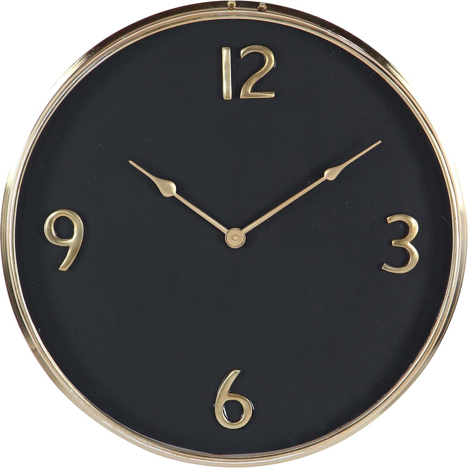 DecMode 32" Black Stainless Steel Metal Gear Wall Clock