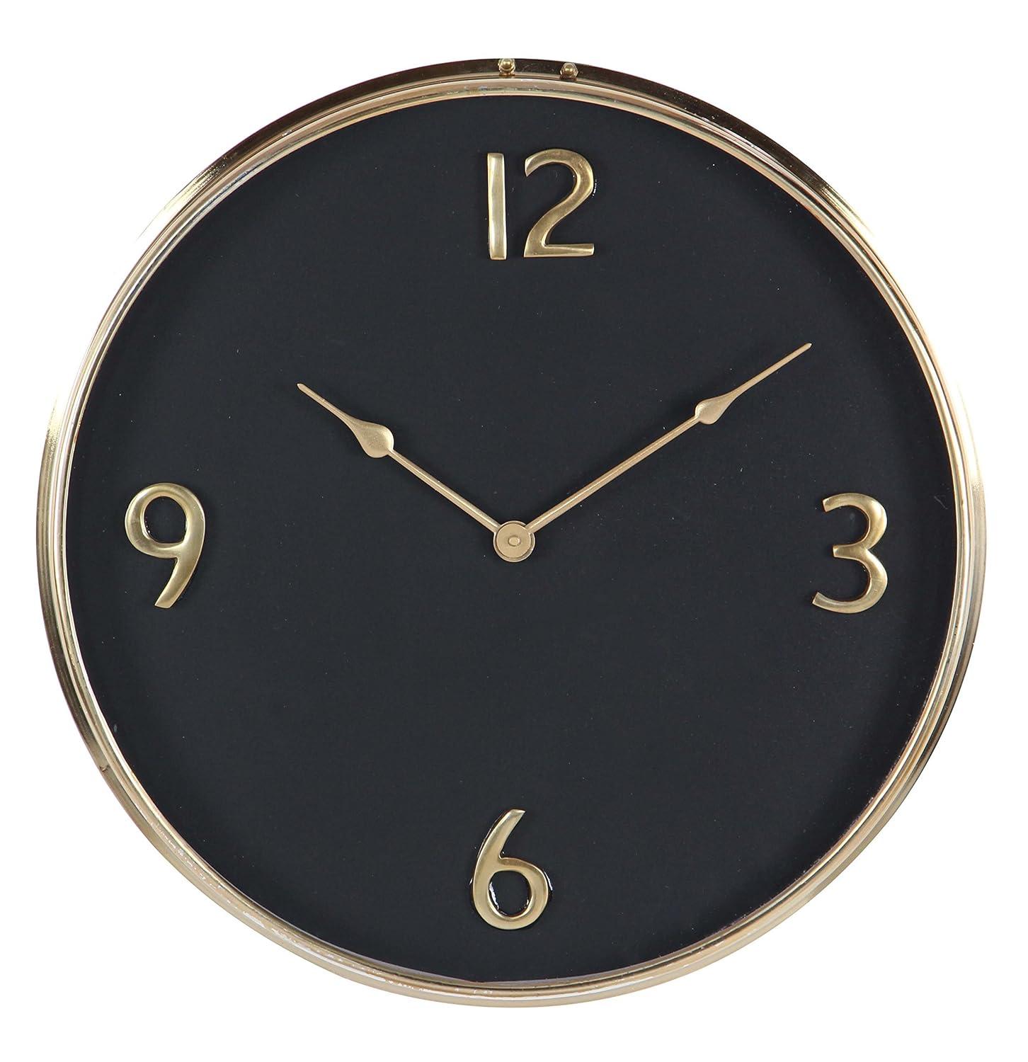 DecMode 32" Black Stainless Steel Metal Gear Wall Clock