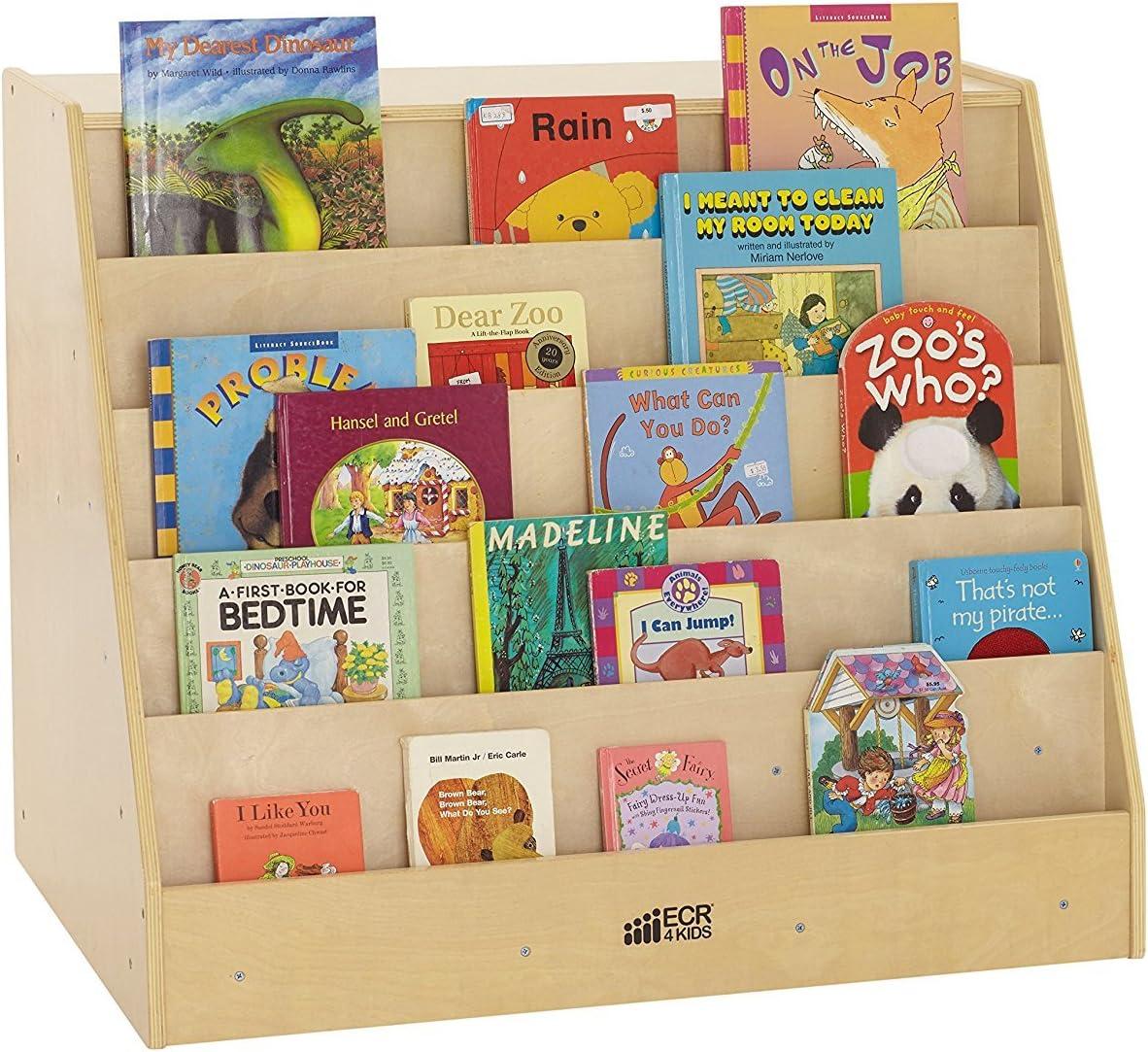 ECR4Kids Double-Sided Mobile Book Display with Storage, Classroom Bookshelf